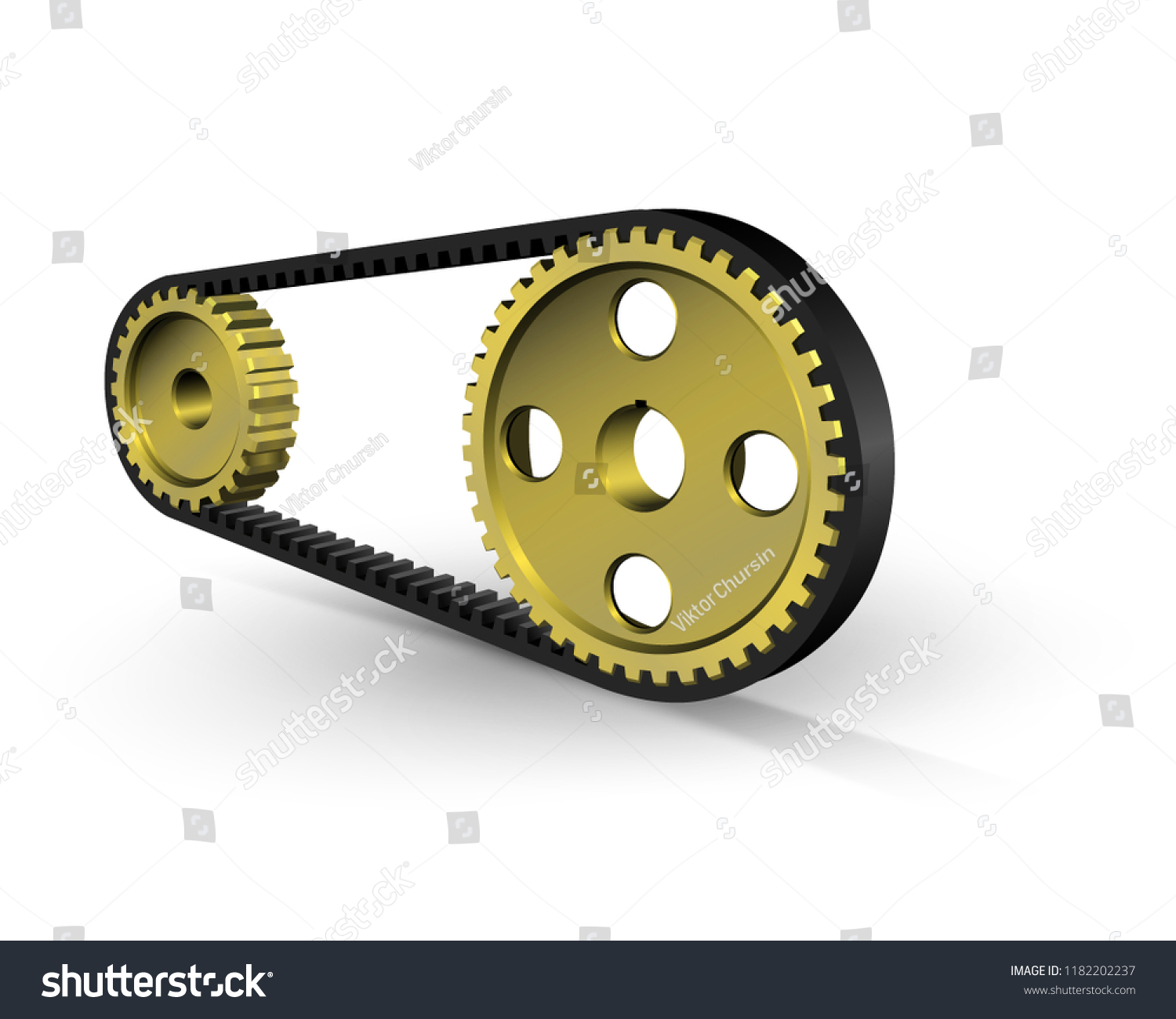 Drive belt on pulleys. Steel gears. Belt drive - Royalty Free Stock ...