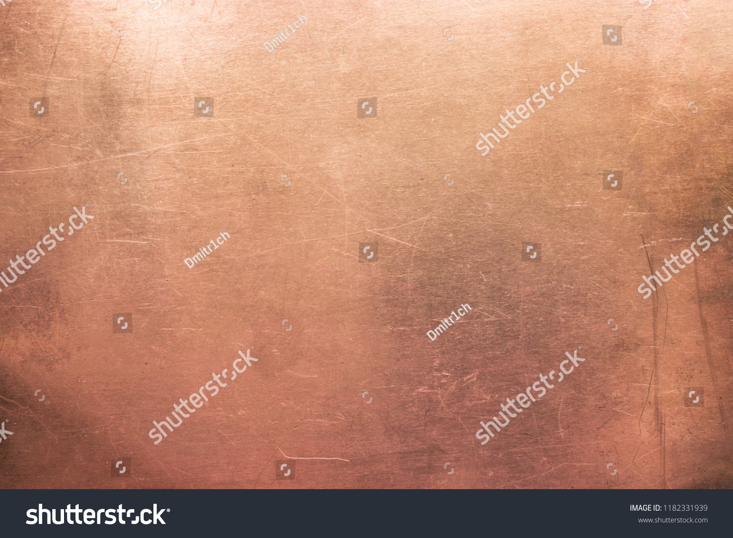 Old brass or copper background, texture of a vintage orange metal plate #1182331939