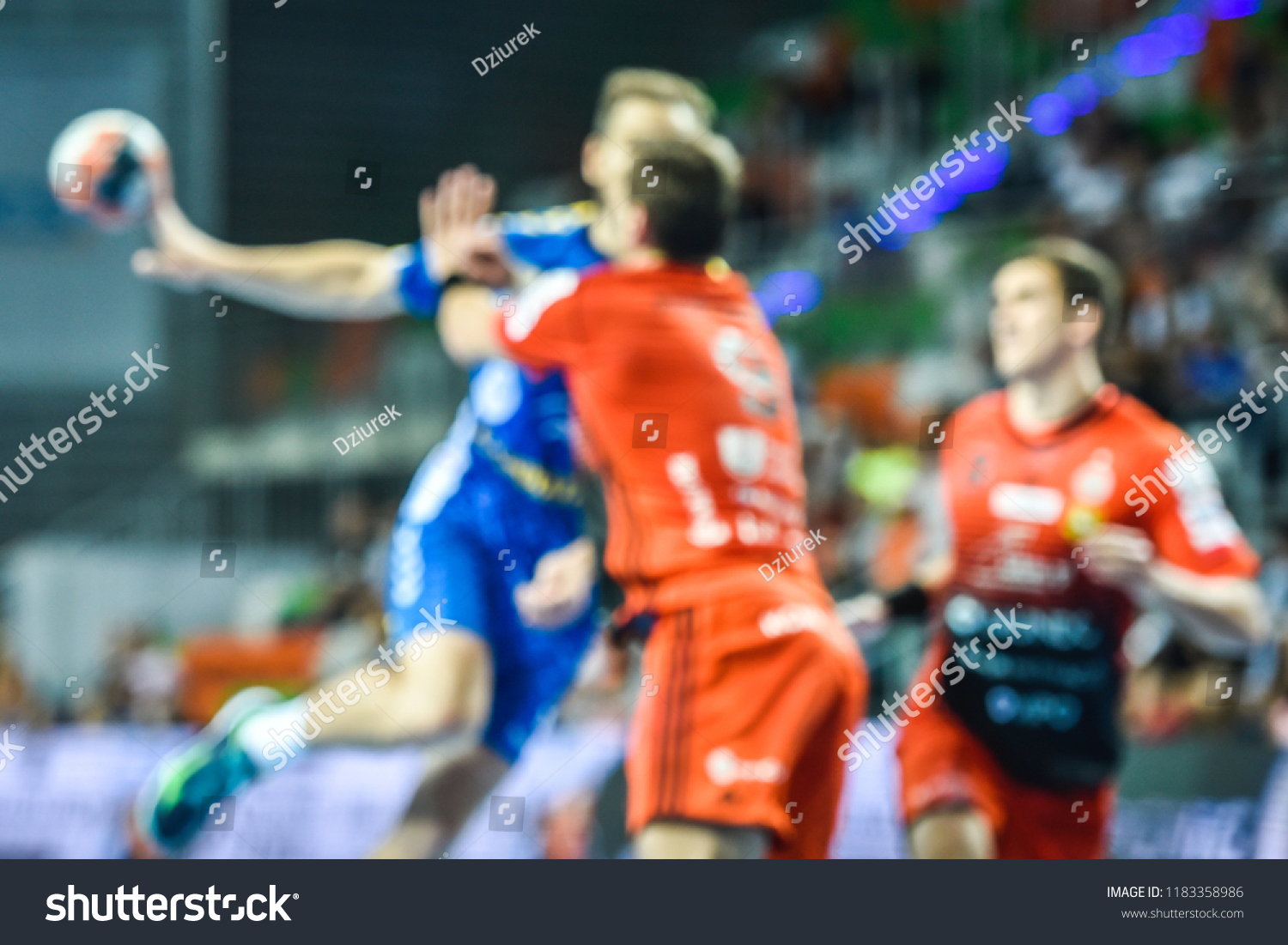 Handball match - intentional blur. #1183358986