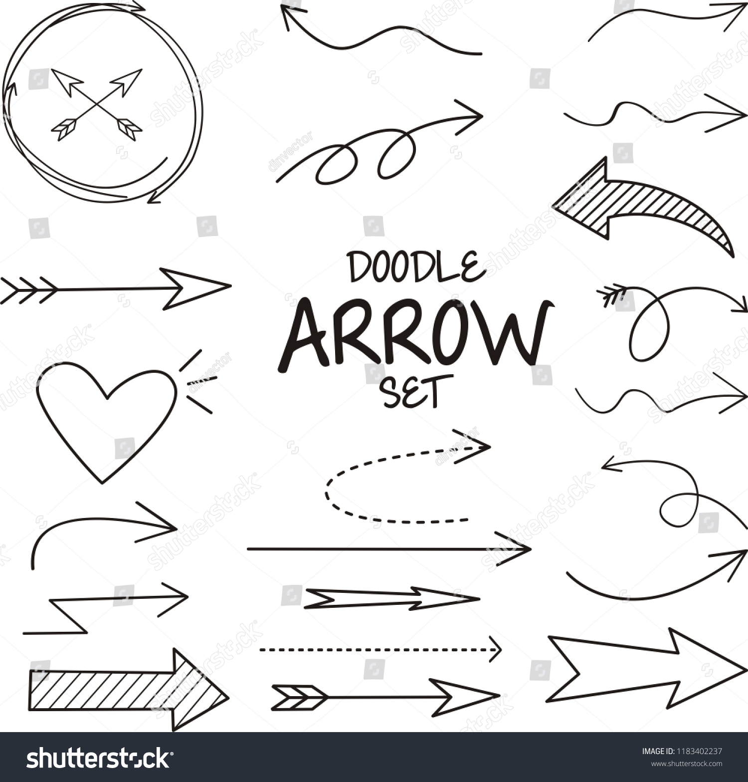 Doodle arrow set , vector illustration #1183402237