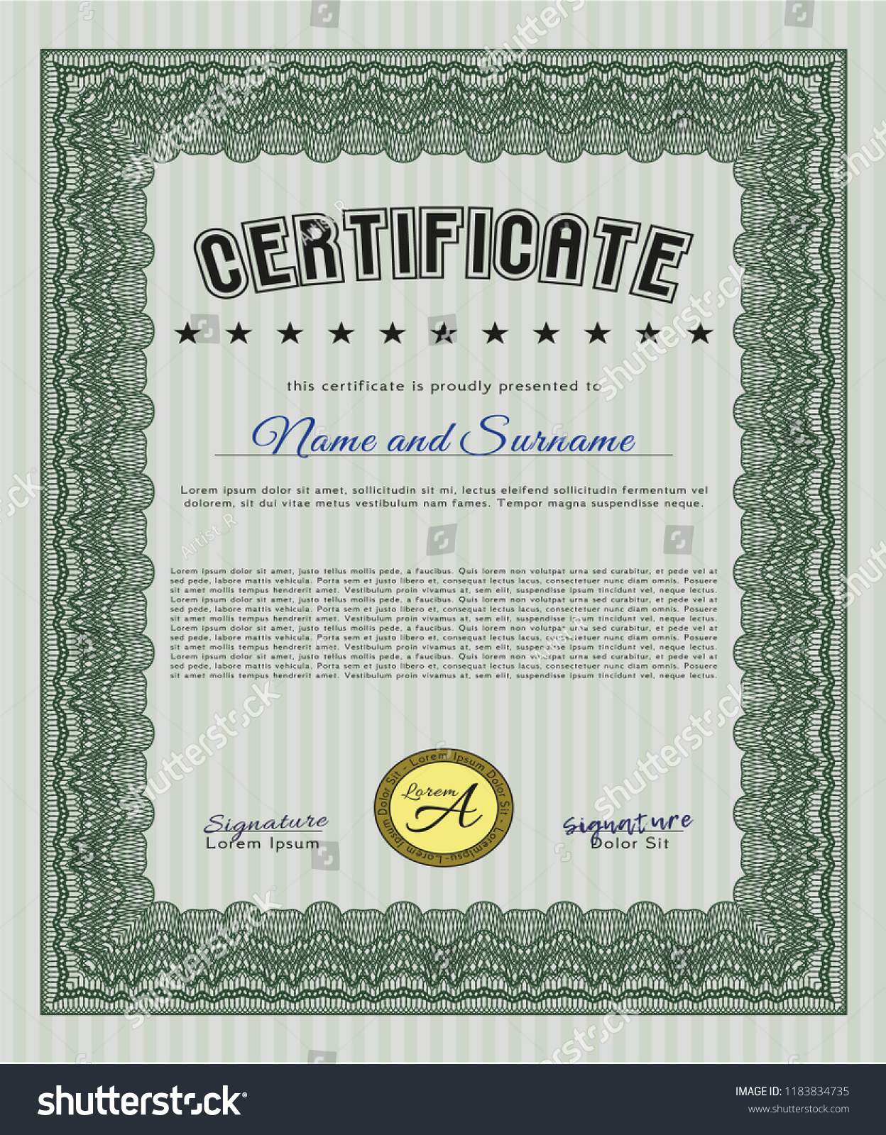 Green Certificate of achievement. Modern design. - Royalty Free Stock ...