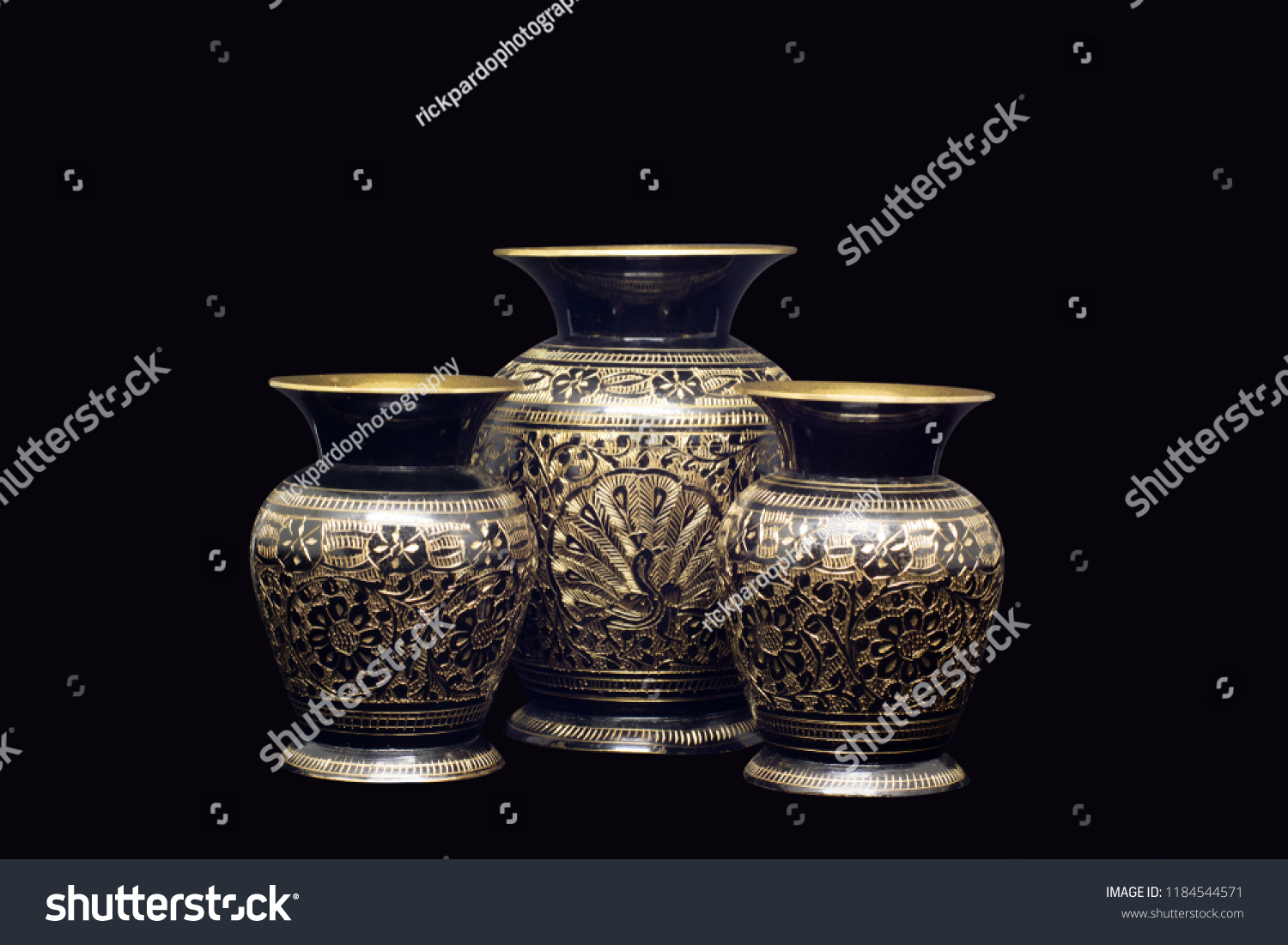 golden vases in a black background  #1184544571