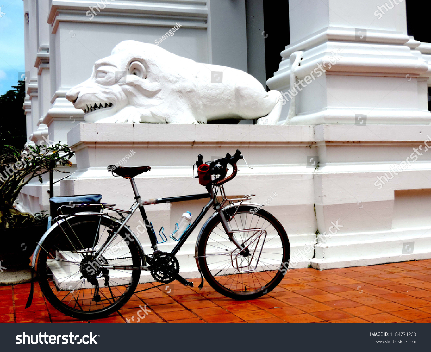 Touring bike in the Bhudda temple,culture city tour,Wat supattnaram ,Ubonratchatani,Thailand #1184774200