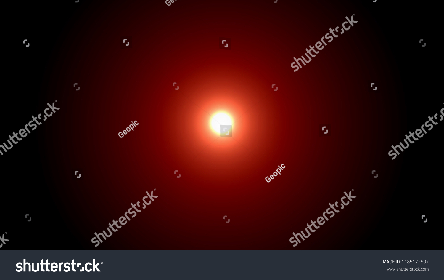 Illustration of glowing sun or light centered on dark vignetted red background  #1185172507