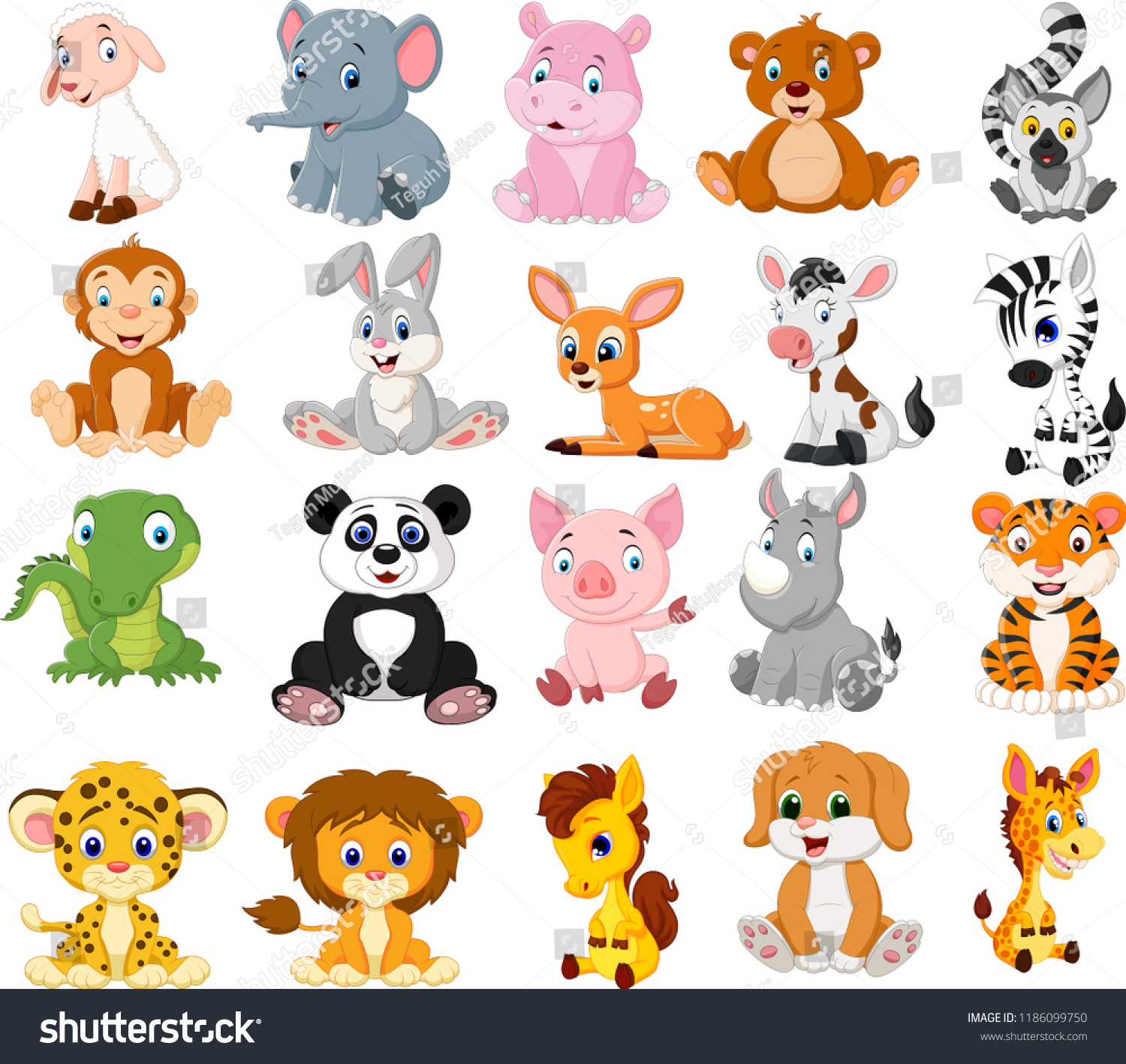 Cartoon animals collection set #1186099750