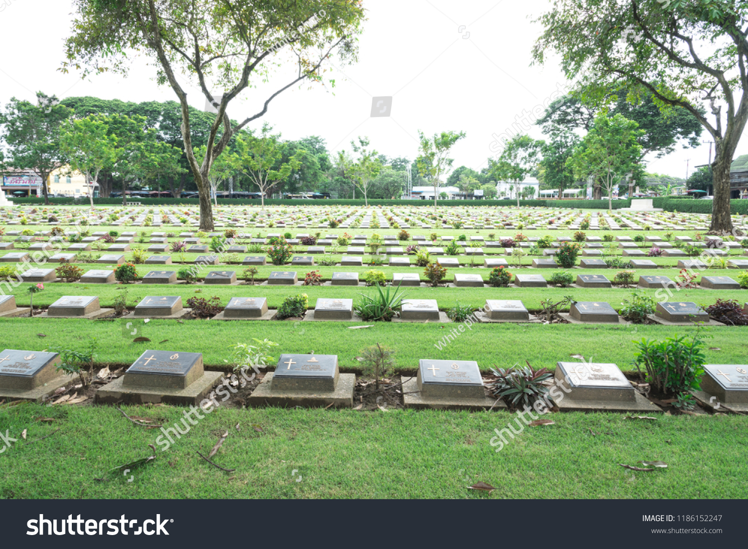 Allied War Cemetery honored Kanchanaburi Thailand. #1186152247