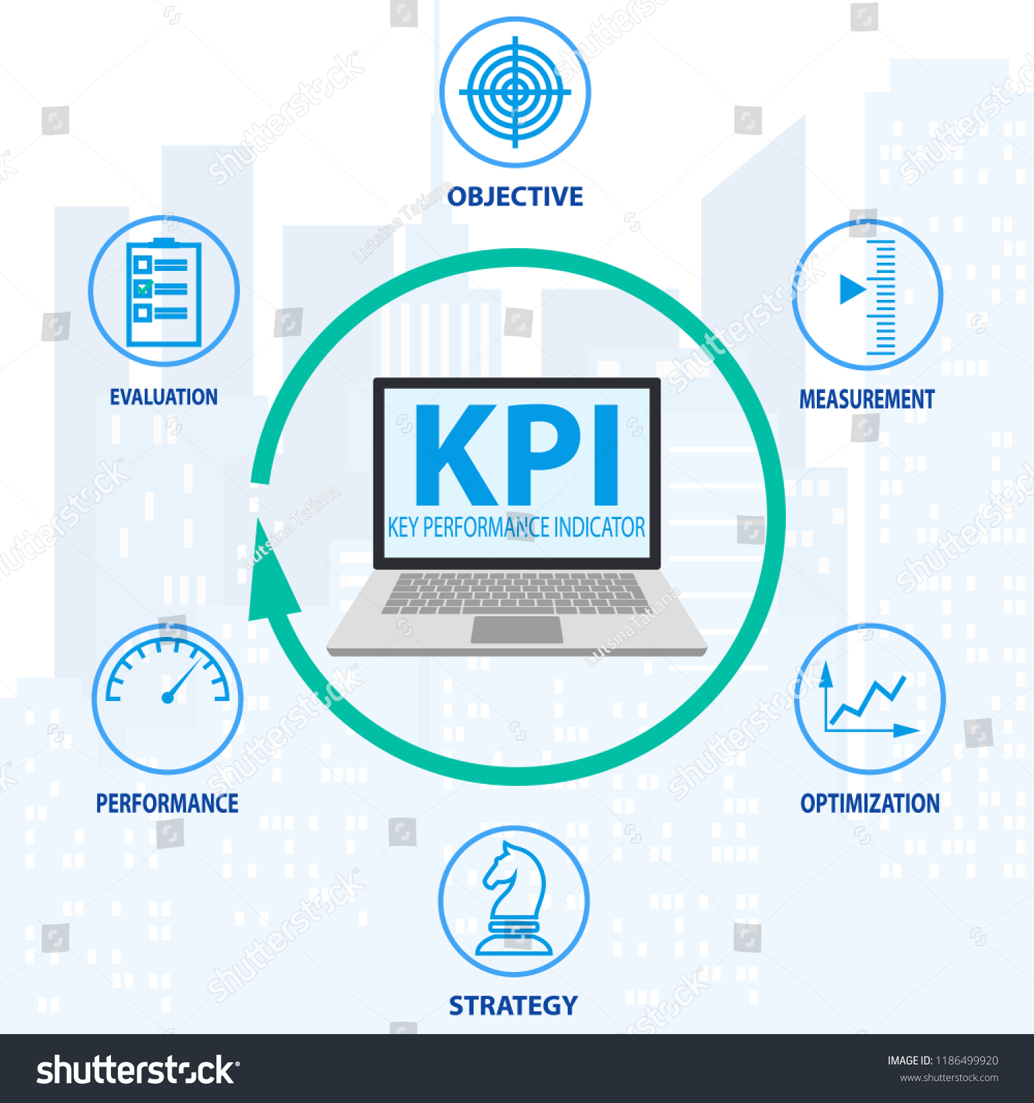 Infographic KPI concept with marketing icons. - Royalty Free Stock ...