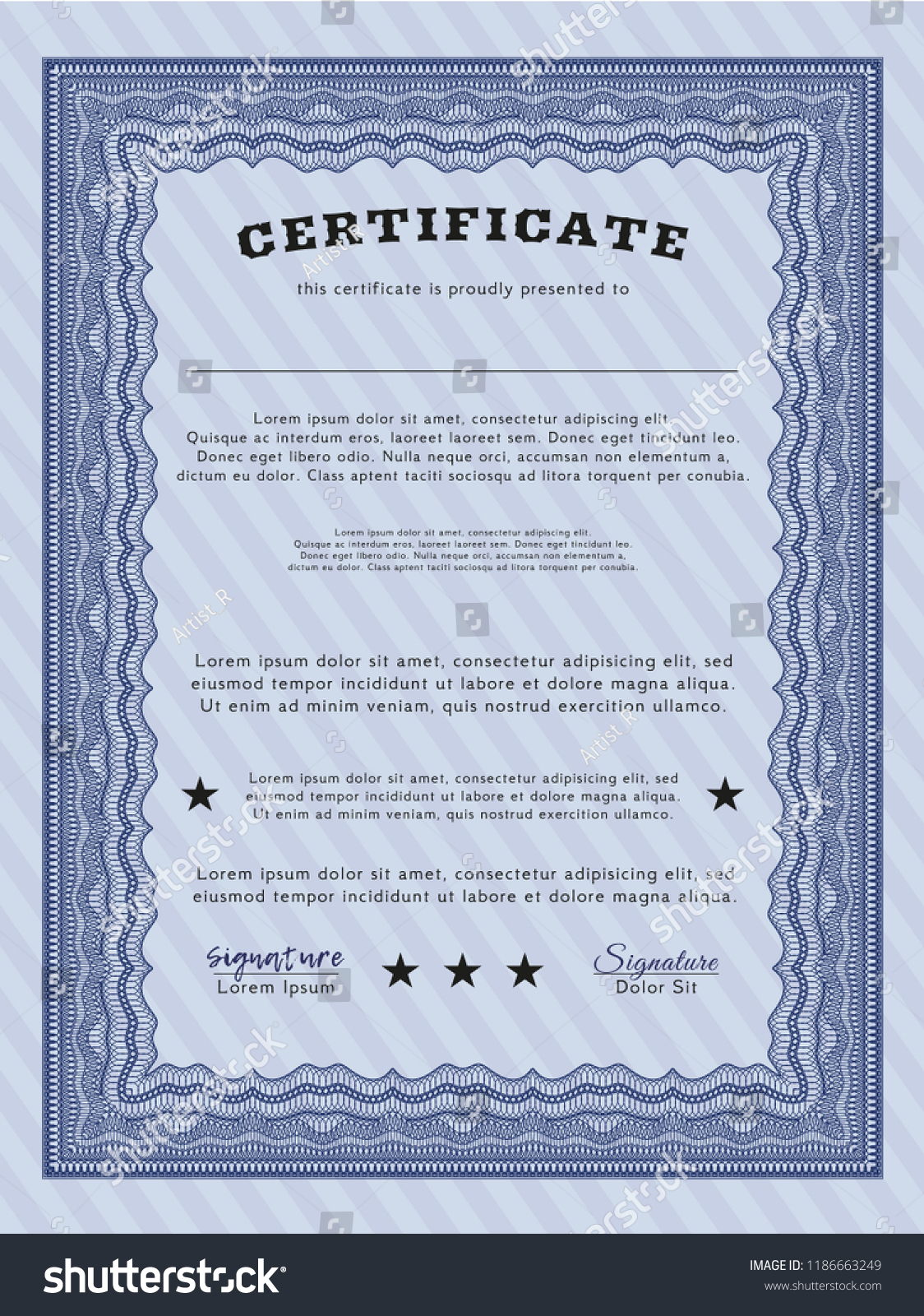 Blue Certificate of achievement template. - Royalty Free Stock Vector ...