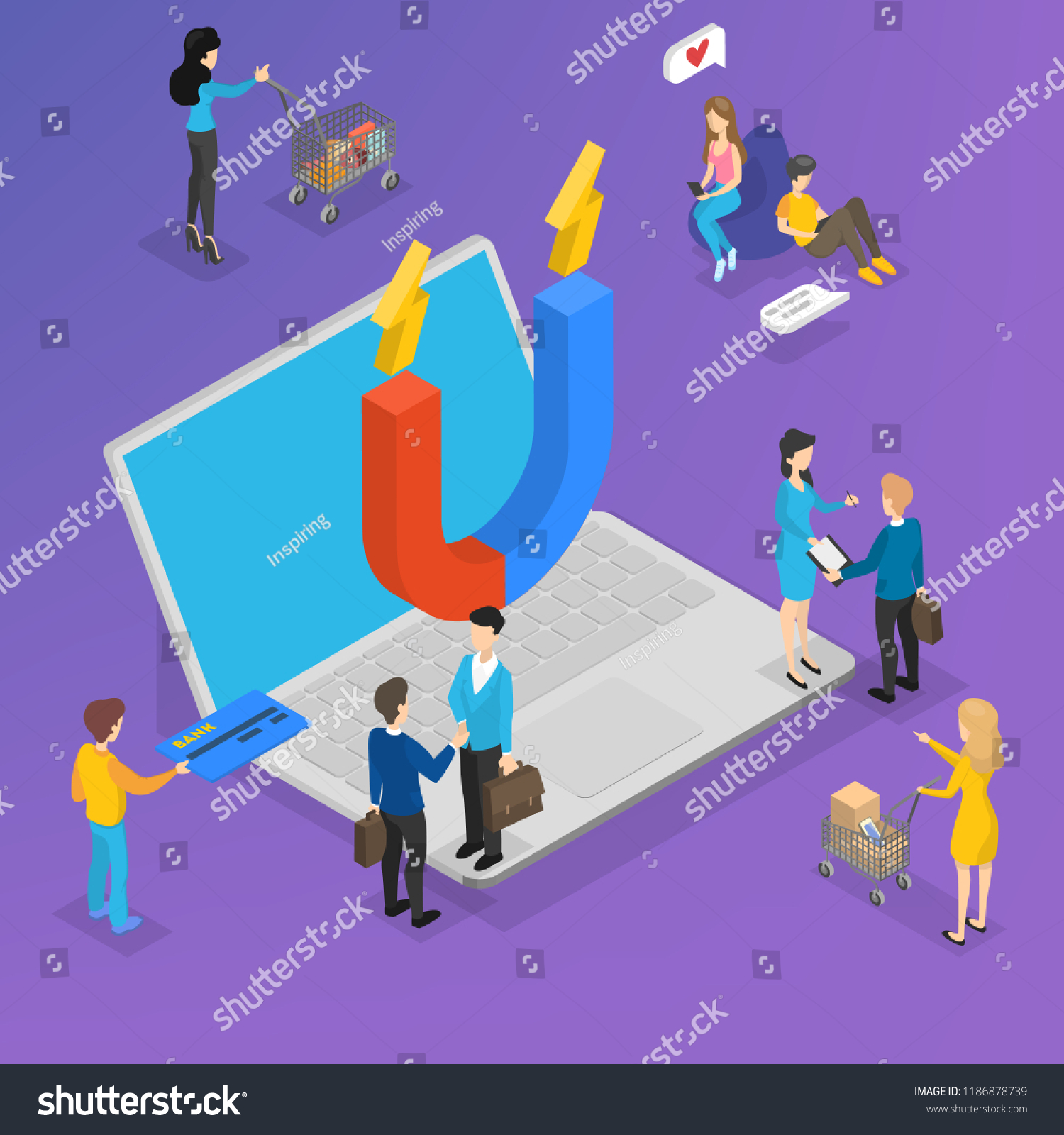Big on the laptop computer atrracting Royalty Free Stock