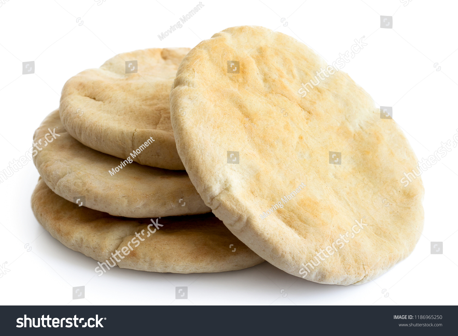 A stack of pita breads isolated on white from above. #1186965250