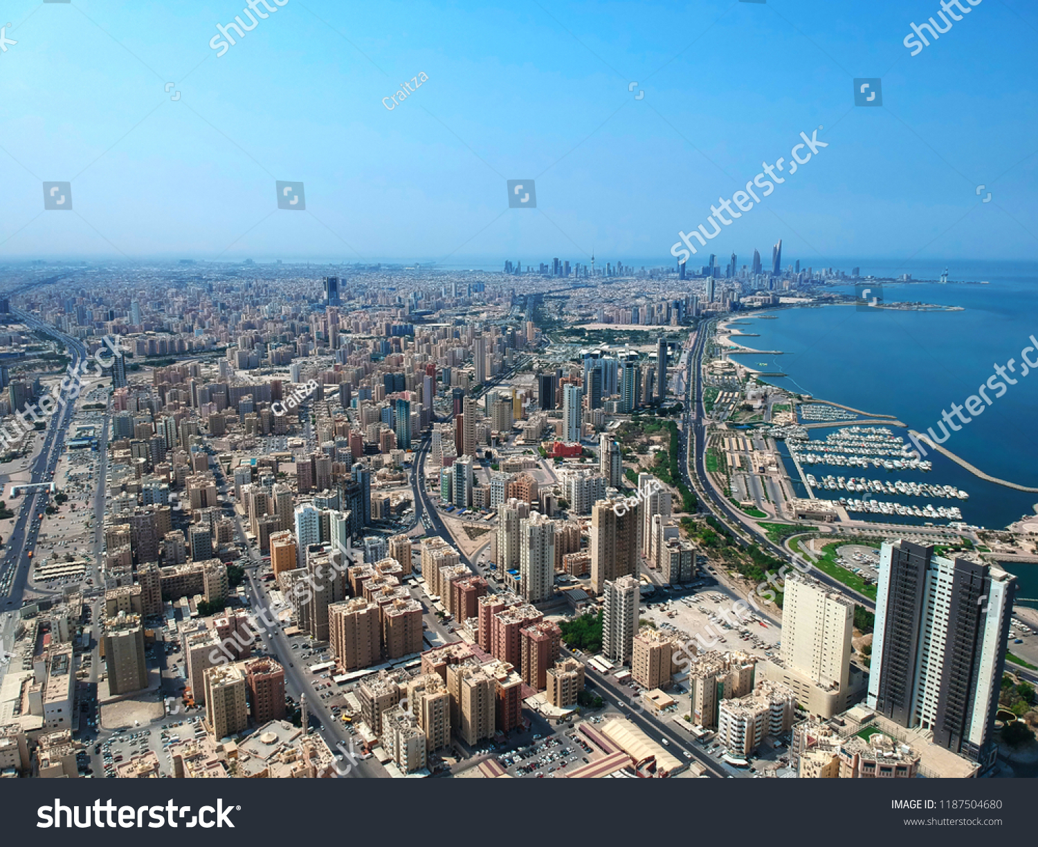 Aerial View Of The Modern Urban Landscape Of Coastal Salmiya City Kuwait #1187504680