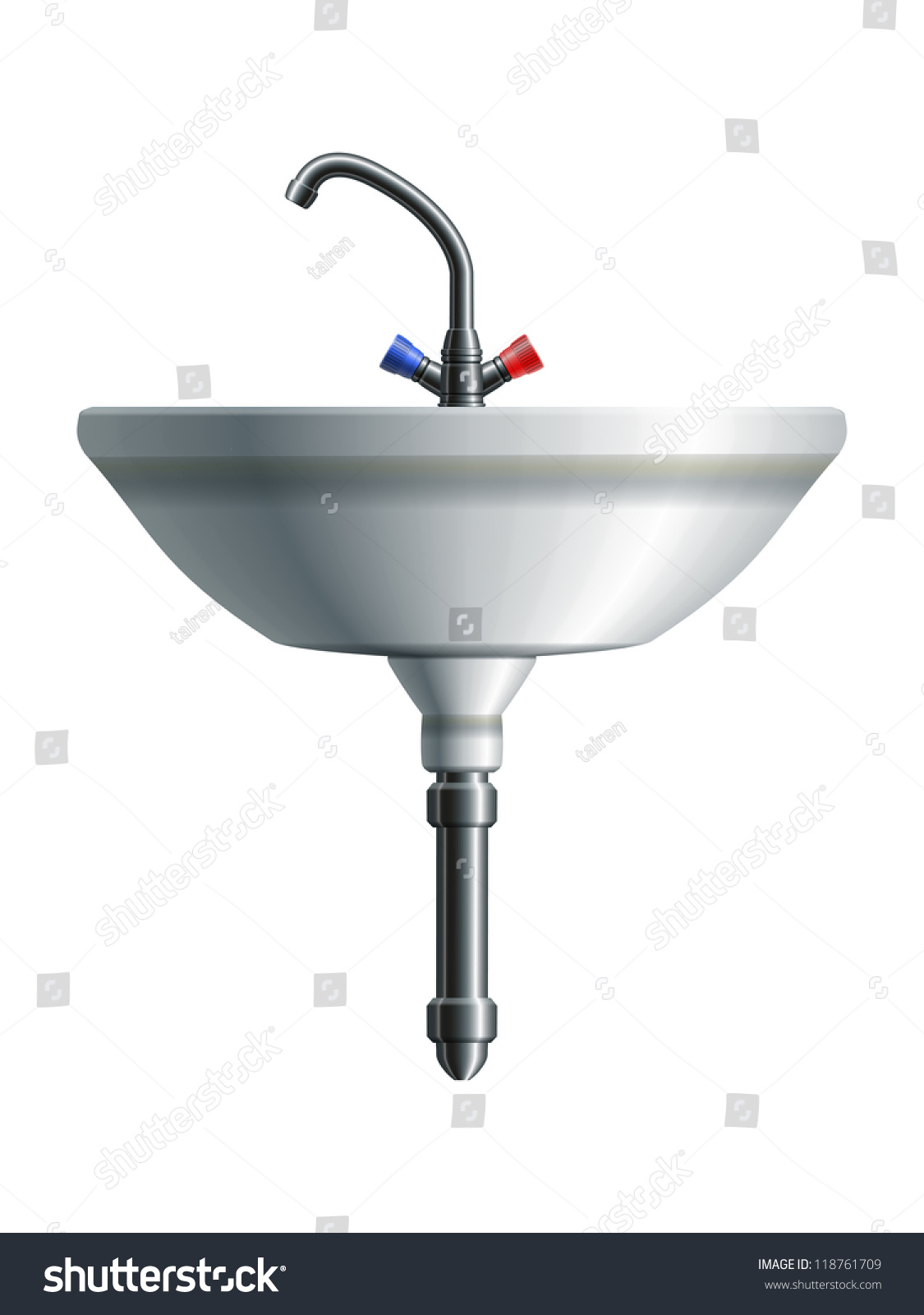 Washing sink front view with metal pipe and - Royalty Free Stock Photo ...