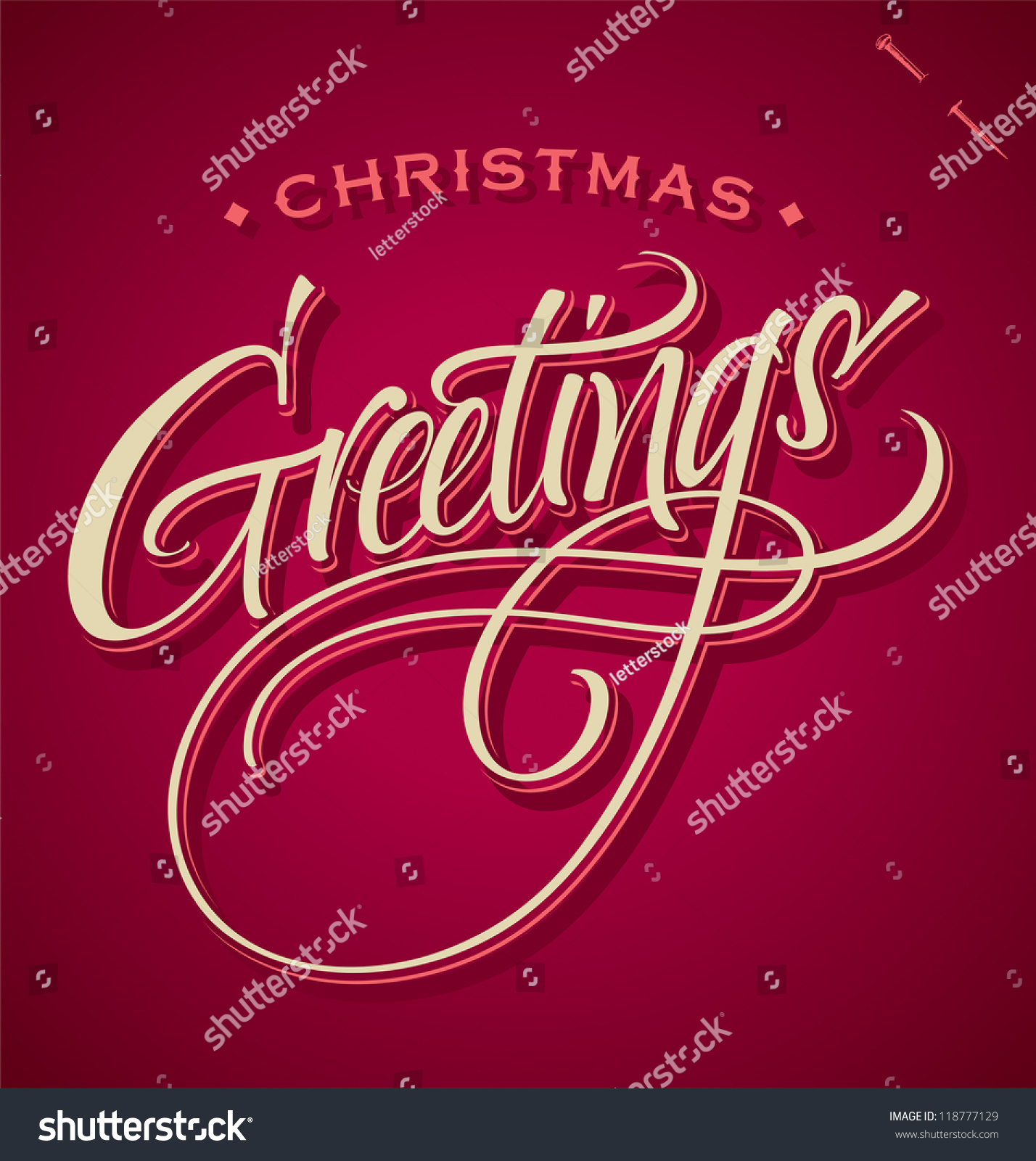 CHRISTMAS GREETINGS hand lettering - handmade calligraphy, vector (eps8) #118777129