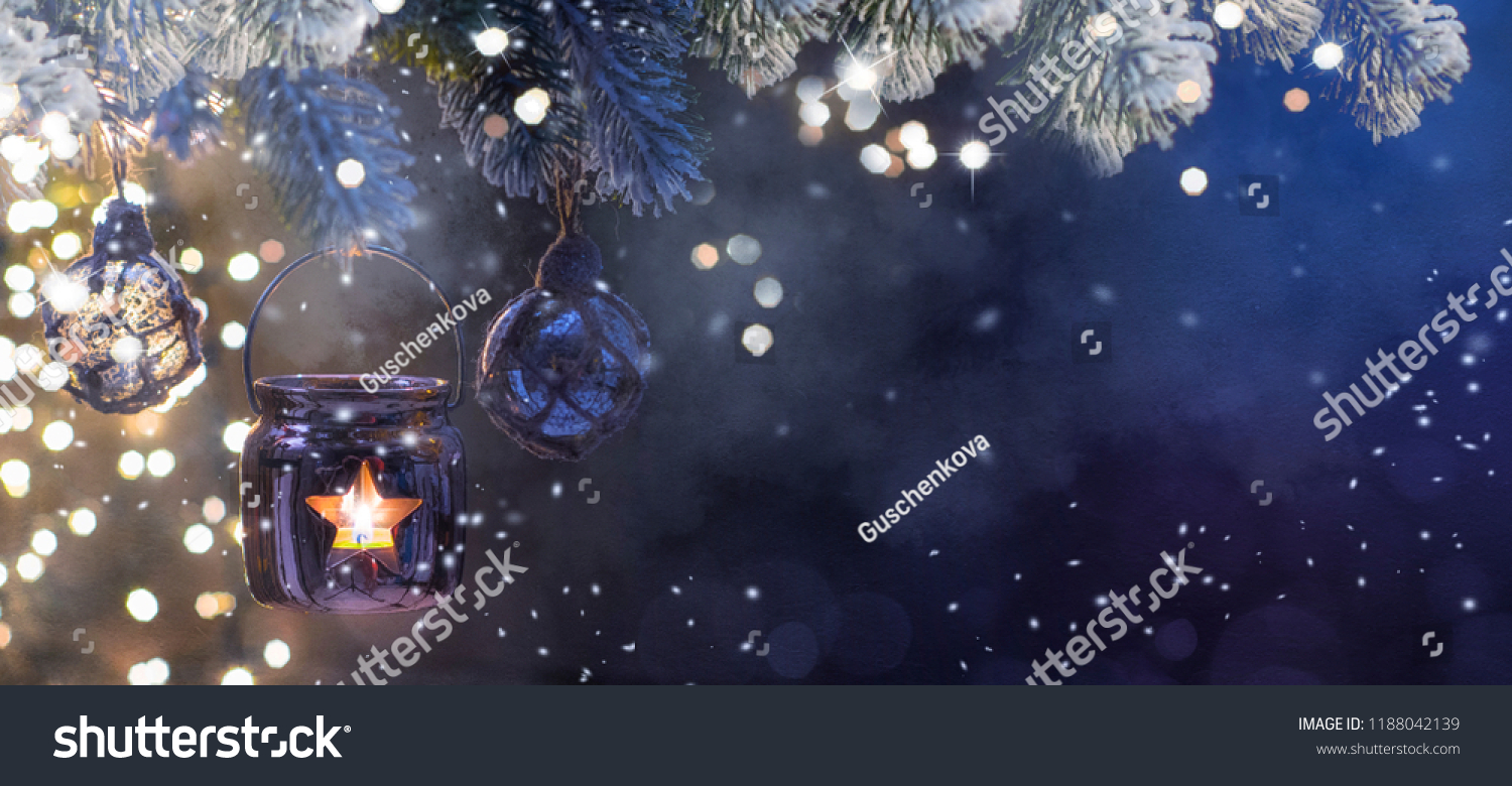 Christmas Lantern, Christmas and New Year holidays background, winter season.  #1188042139