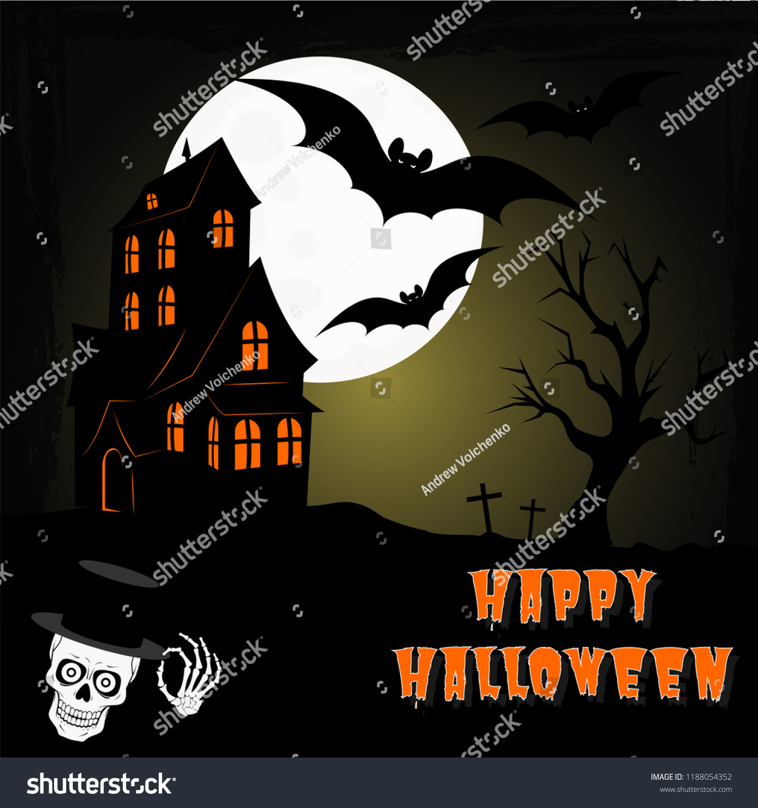 Hallowing vector postcard vector - Royalty Free Stock Vector 1188054352 ...