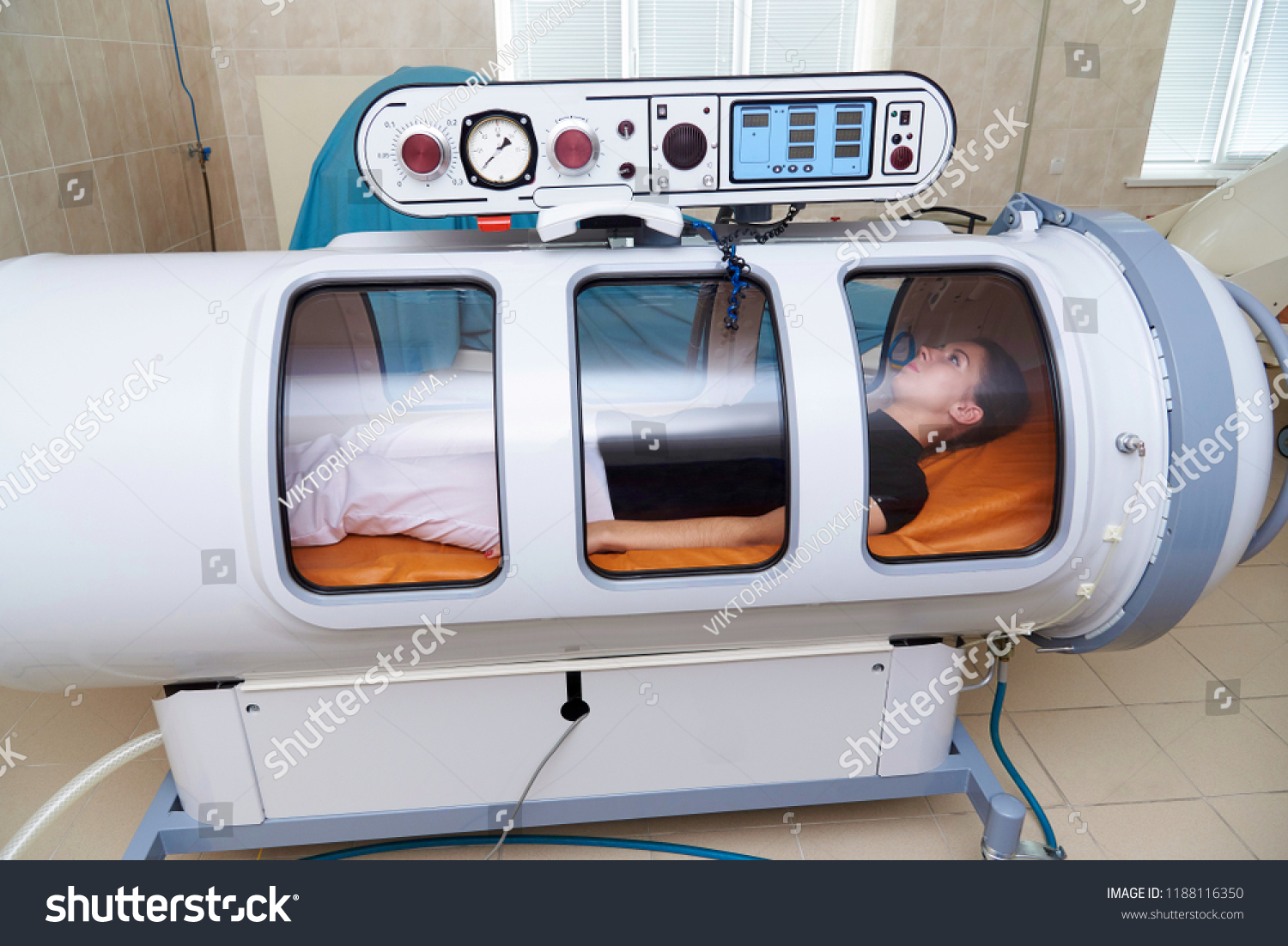 Hyperbaric oxygen chamber in a hospital. #1188116350
