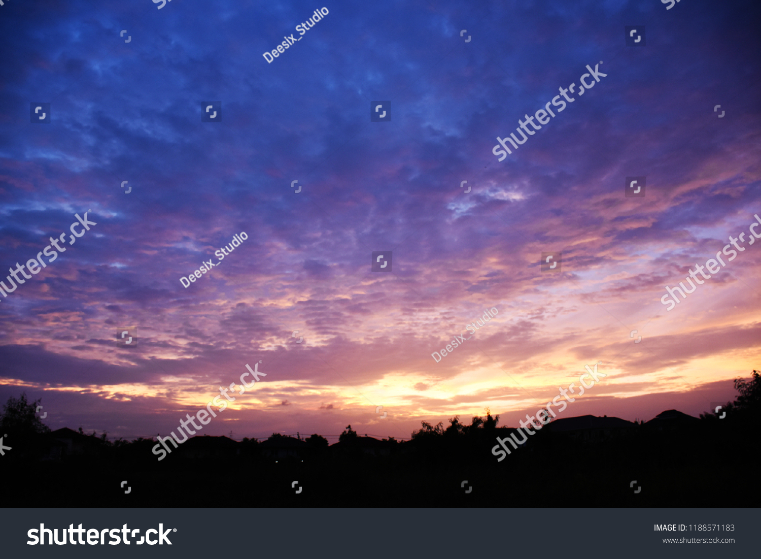 Colorful sky in twilight time background, Twilight sky with cloud #1188571183
