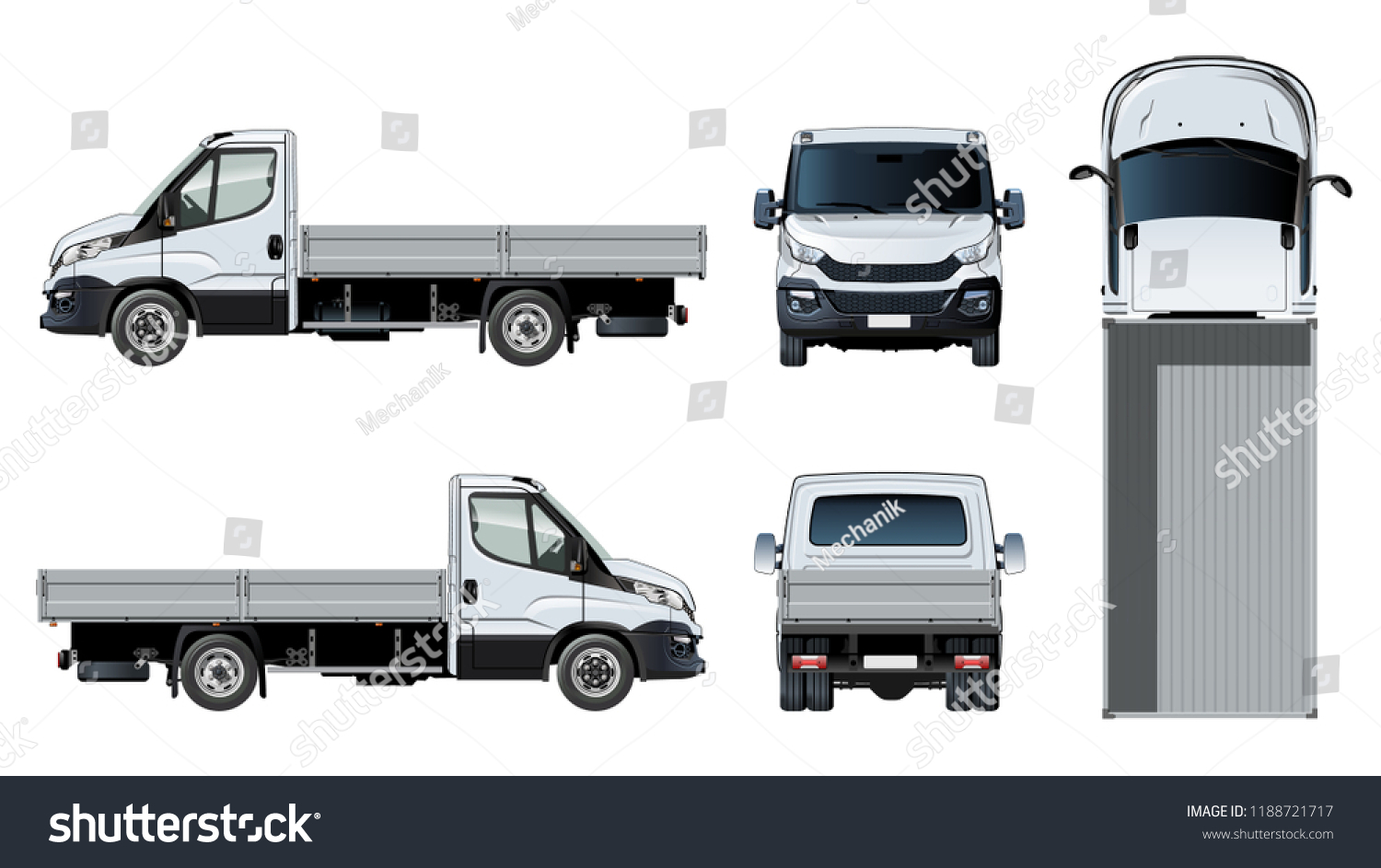 Vector flatbed truck template isolated on white - Royalty Free Stock ...