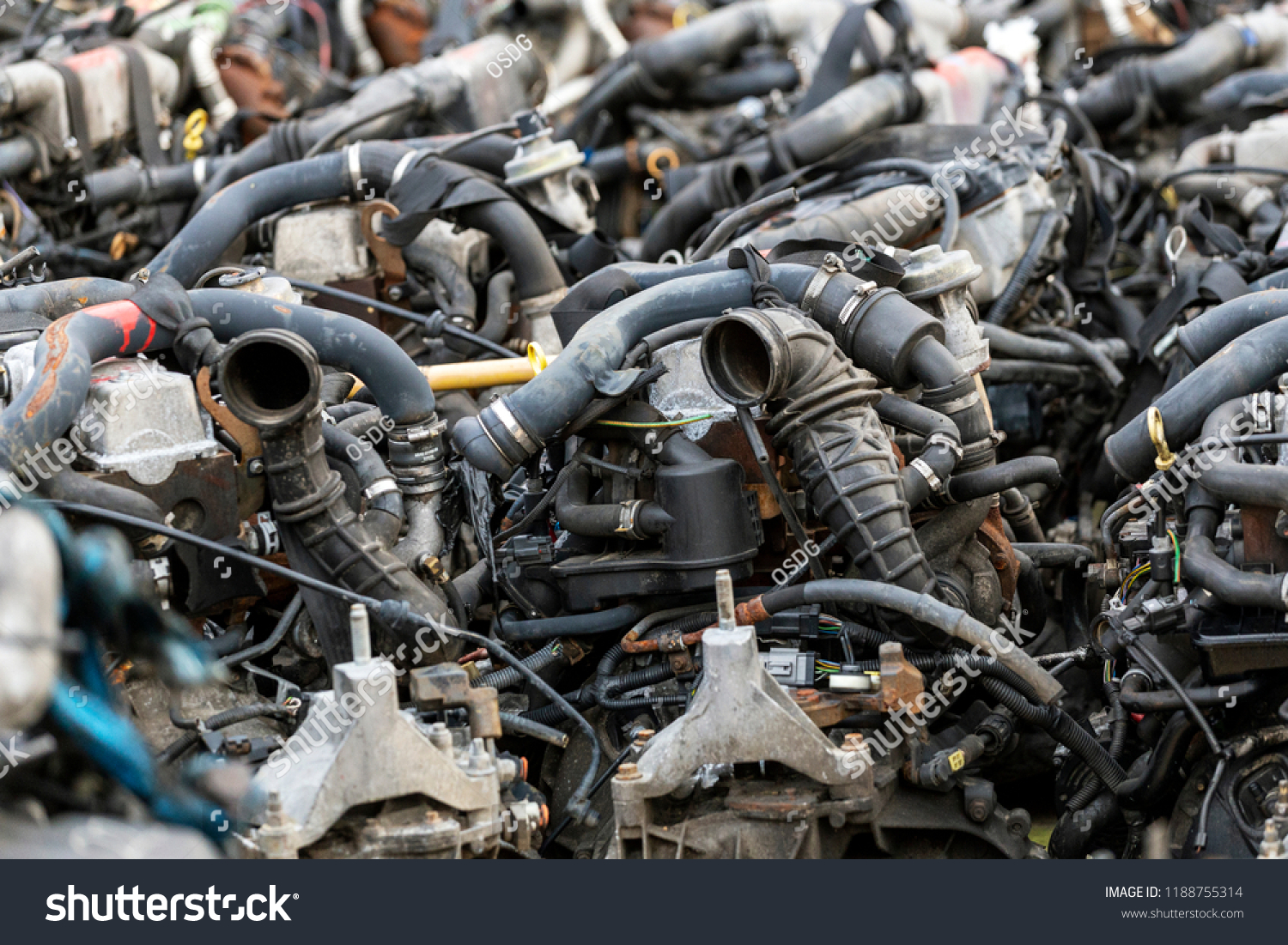 A lot of car engines. Car Assembly, spare parts trade #1188755314