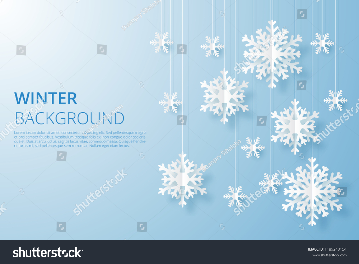 Hello Winter design background. Origami snowfall. Vector Illustration. #1189248154