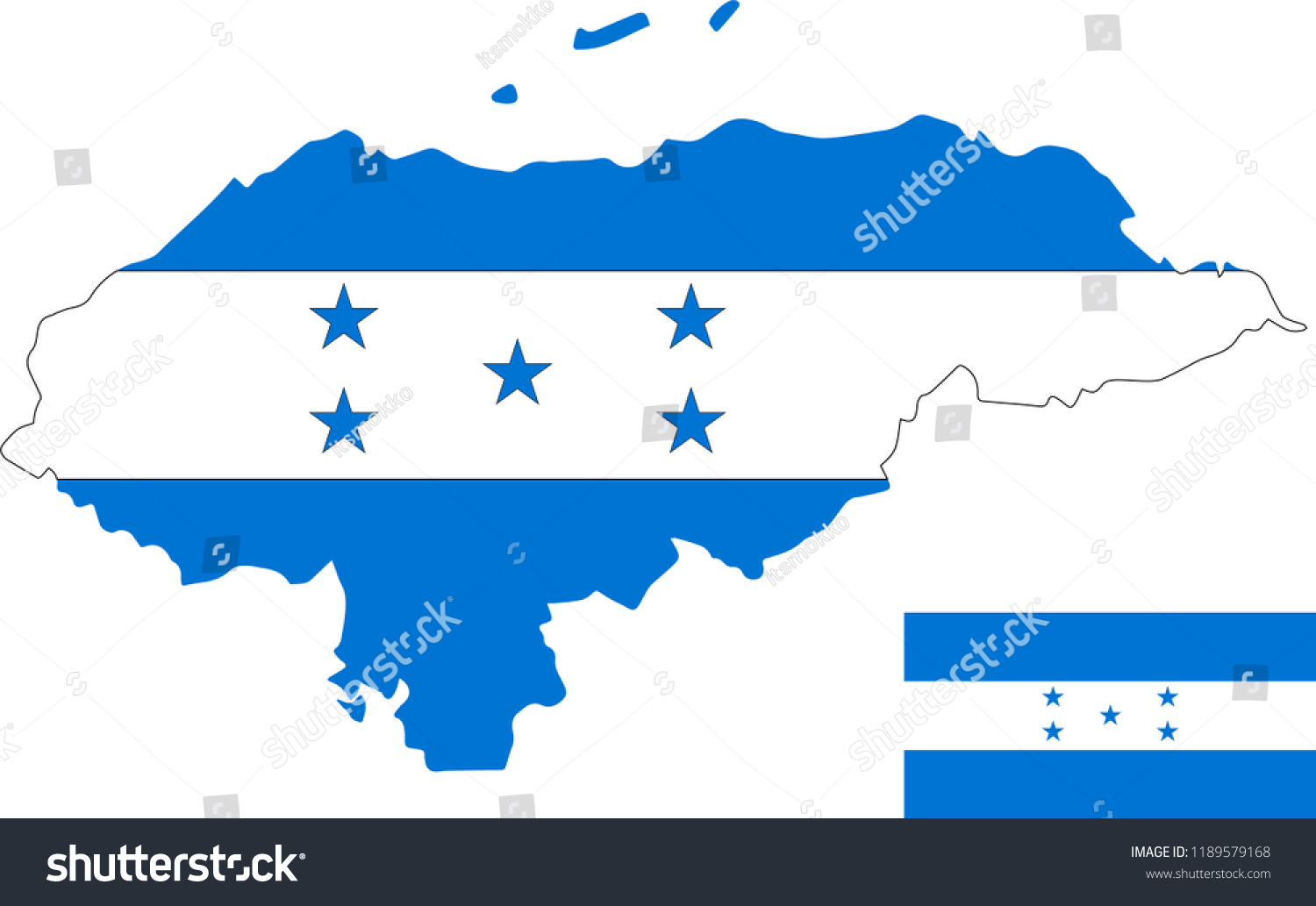 Vector map of Honduras with flag. Isolated, - Royalty Free Stock Vector ...