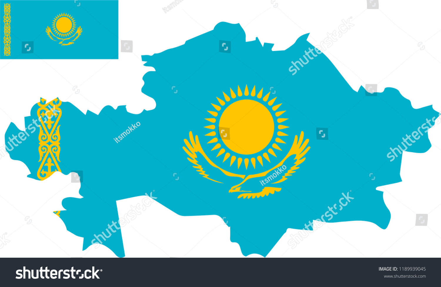 Vector map of Kazakhstan with flag. Isolated, - Royalty Free Stock ...