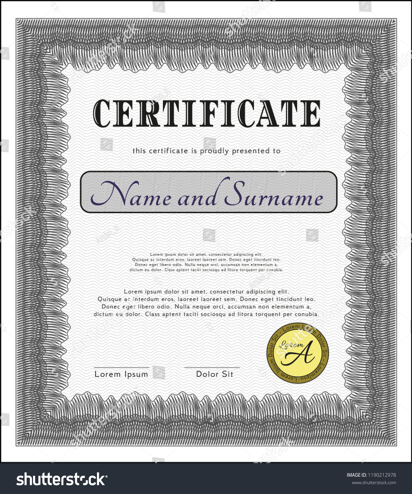 Grey Certificate or diploma template. Elegant - Royalty Free Stock ...