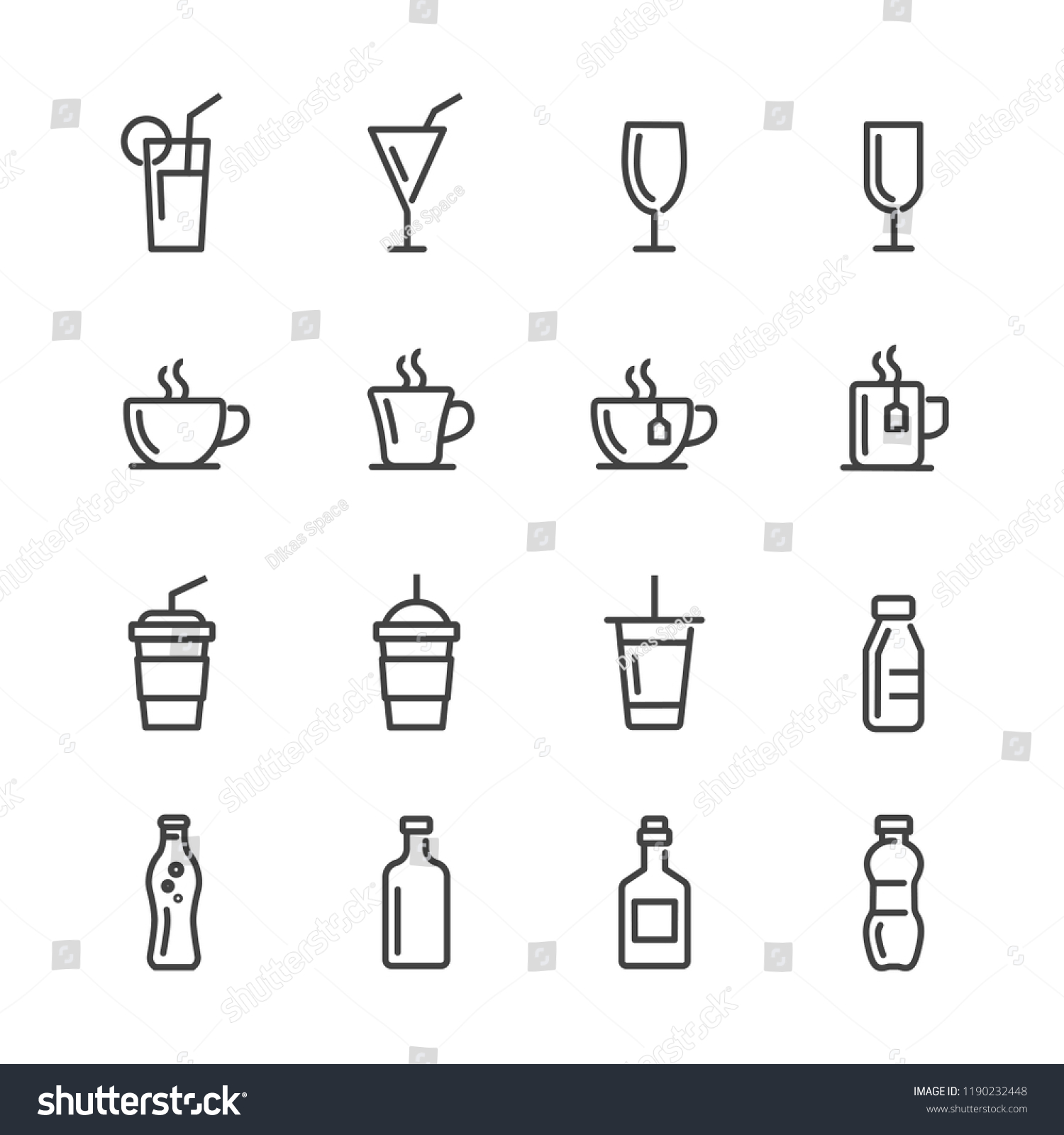 Drink lines icon set #1190232448