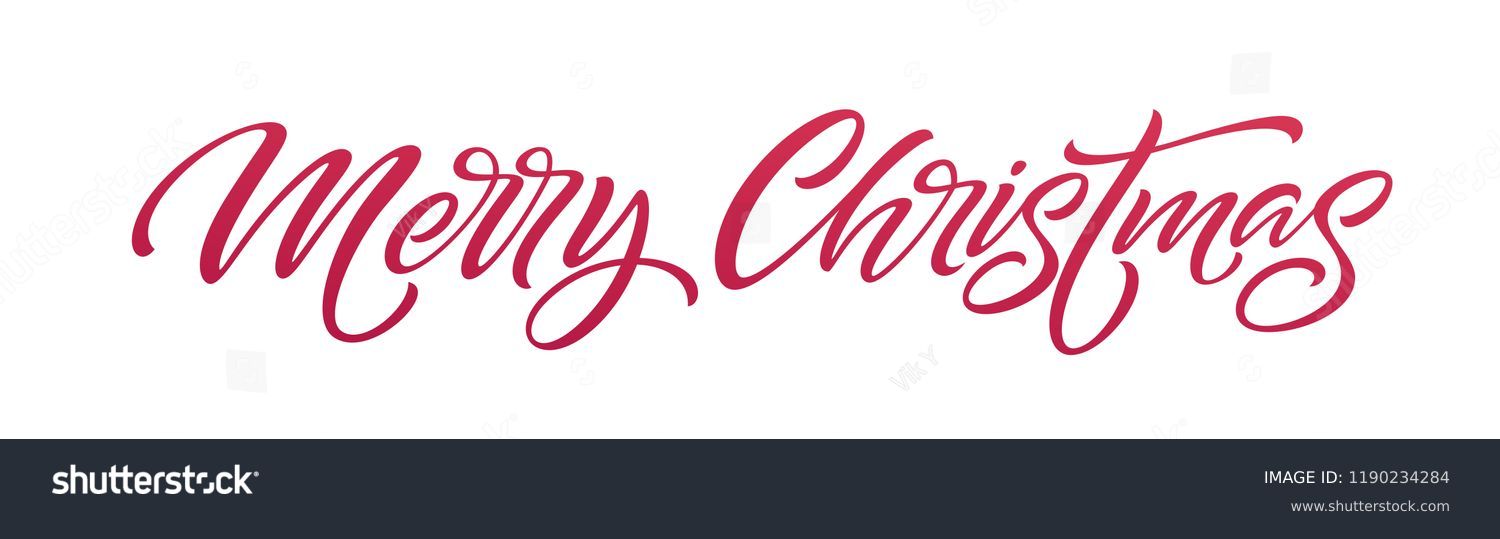 Christmas hand drawn lettering. Xmas calligraphy on white background. Christmas red, lettering. Xmas isolated calligraphy. Banner, postcard, poster design element. Vector illustration #1190234284