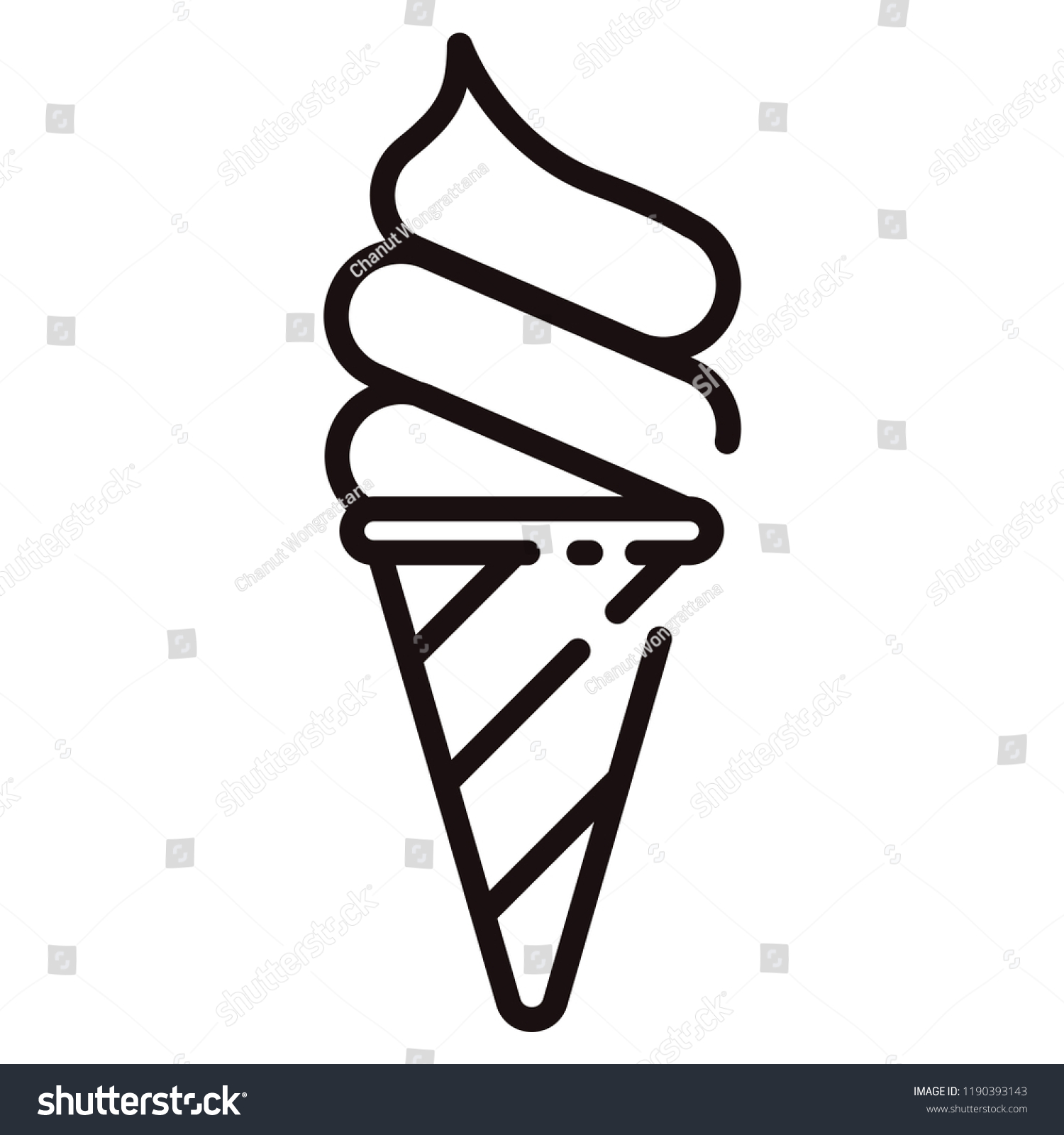 Soft Serve Ice Cream Vector Illustration In Line Royalty Free Stock Vector 1190393143 