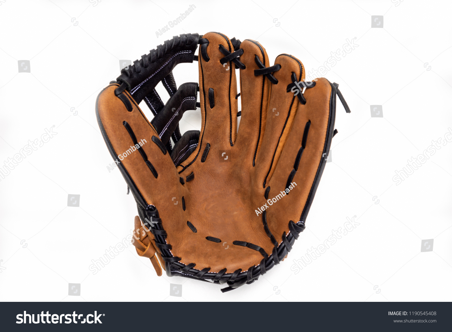 Baseball glove on white background opened up. #1190545408