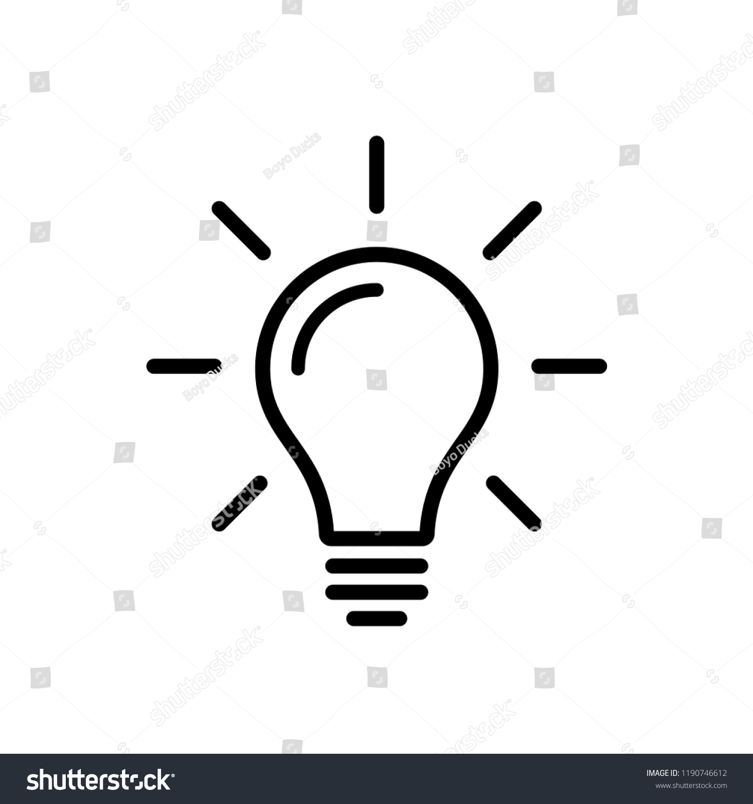 Light Bulb line icon vector, isolated on white background. Idea sign, solution, thinking concept #1190746612