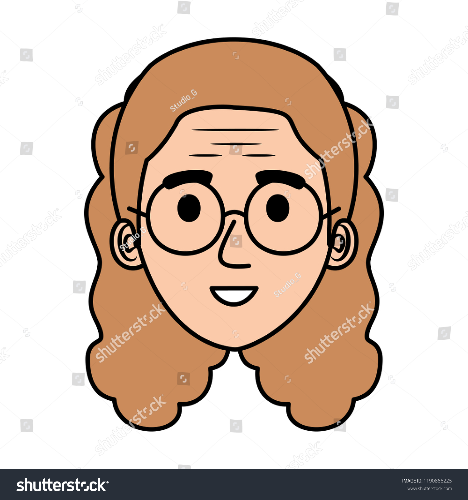head old woman with glasses avatar character #1190866225