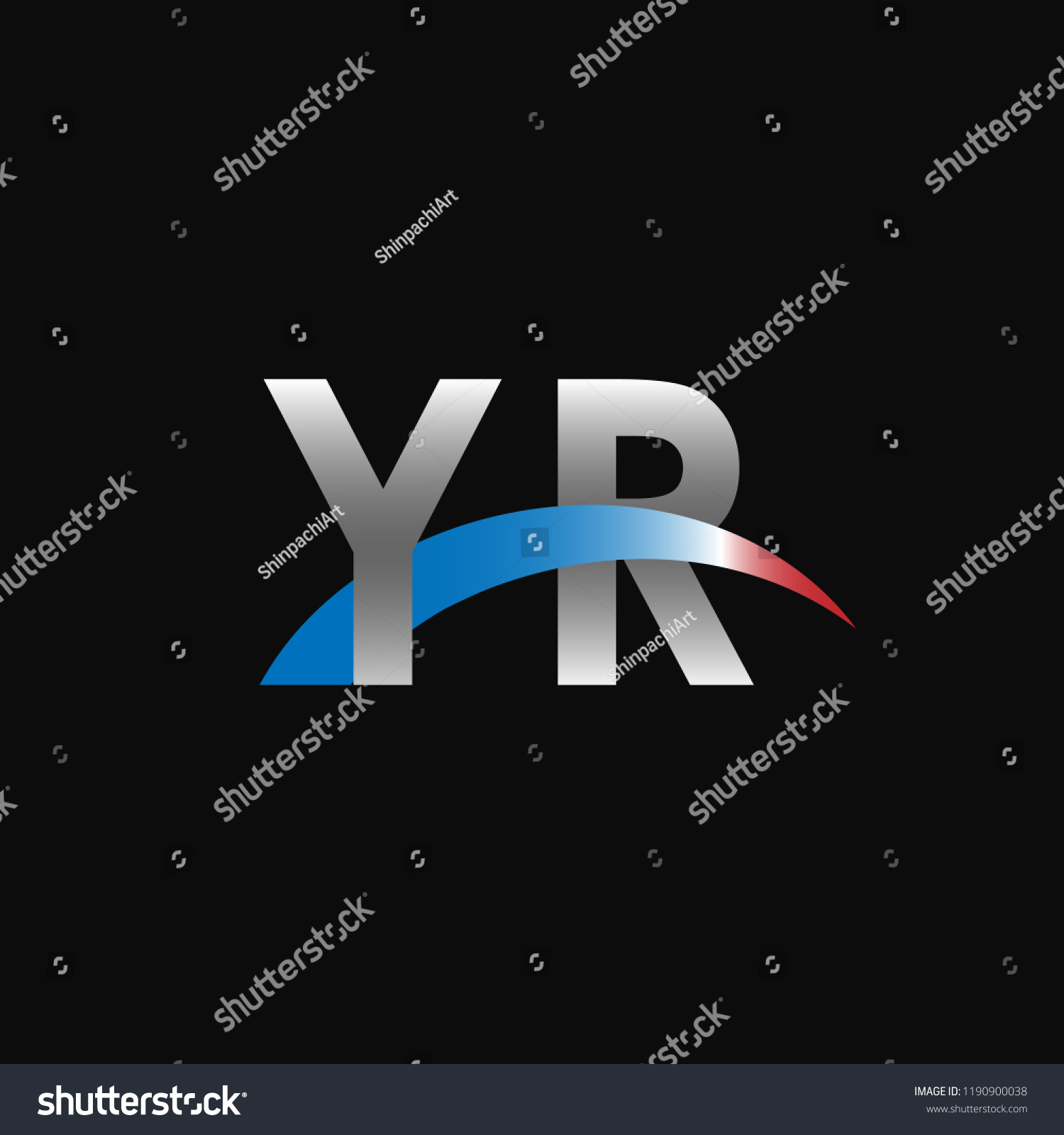 Initial Letters Yr Overlapping Movement Swoosh Royalty Free Stock