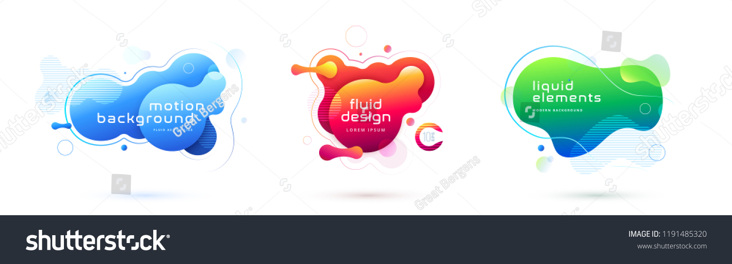 Set of liquid color abstract geometric shapes. Fluid gradient elements for minimal banner, logo, social post. Futuristic trendy dynamic elements. Abstract background. Eps10 vector. #1191485320