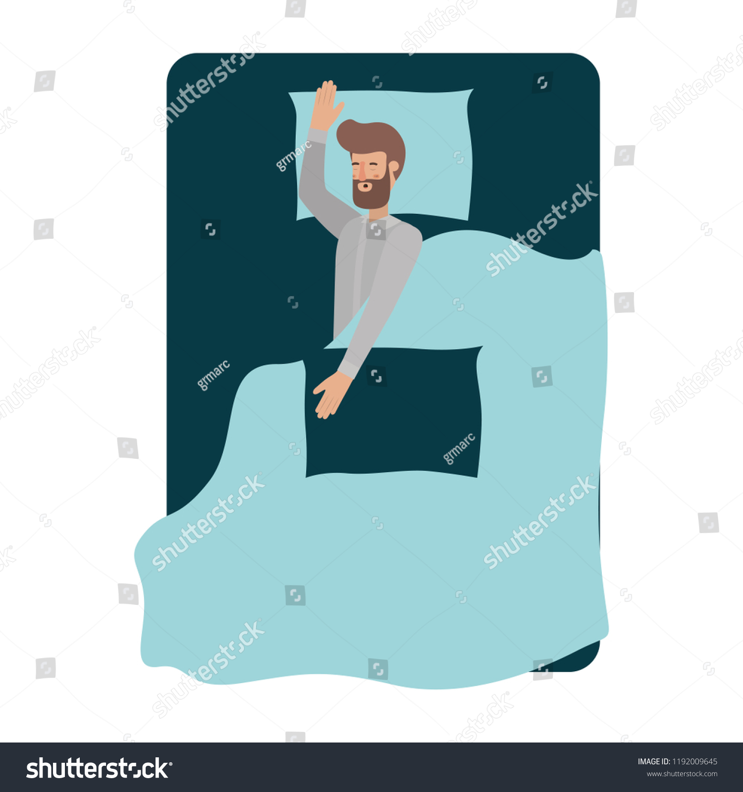 Young Man In Bed Avatar Character Royalty Free Stock Vector 1192009645