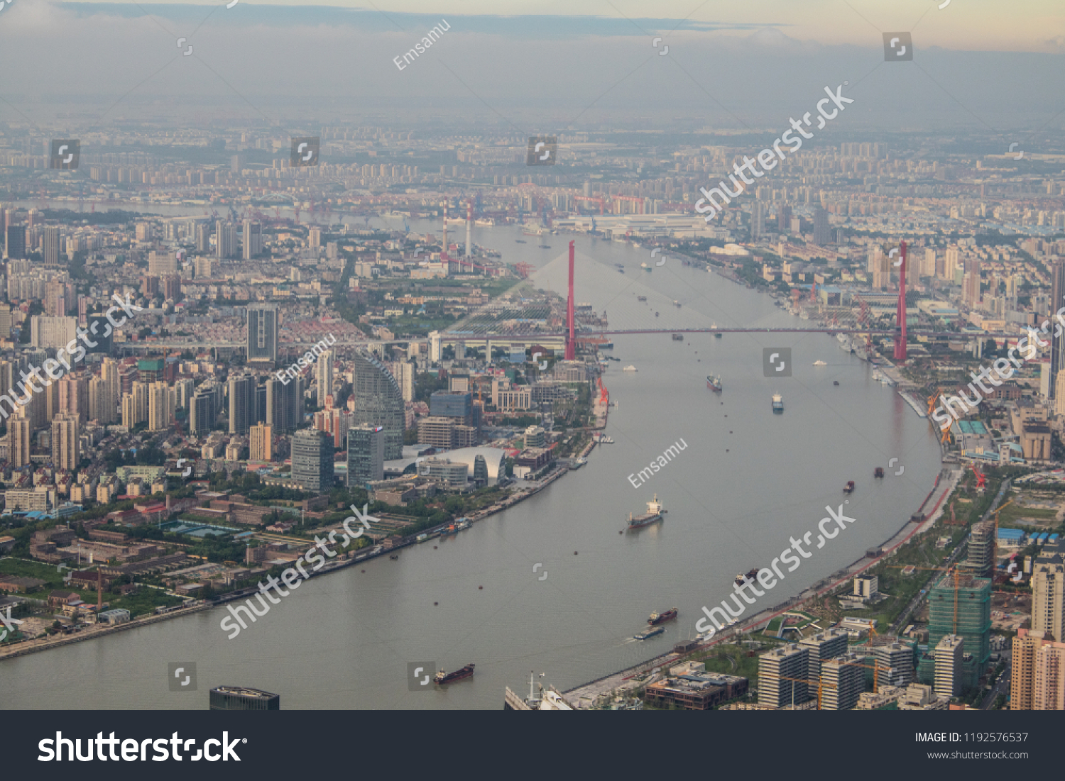 View over Shanghai and Huangpu river #1192576537