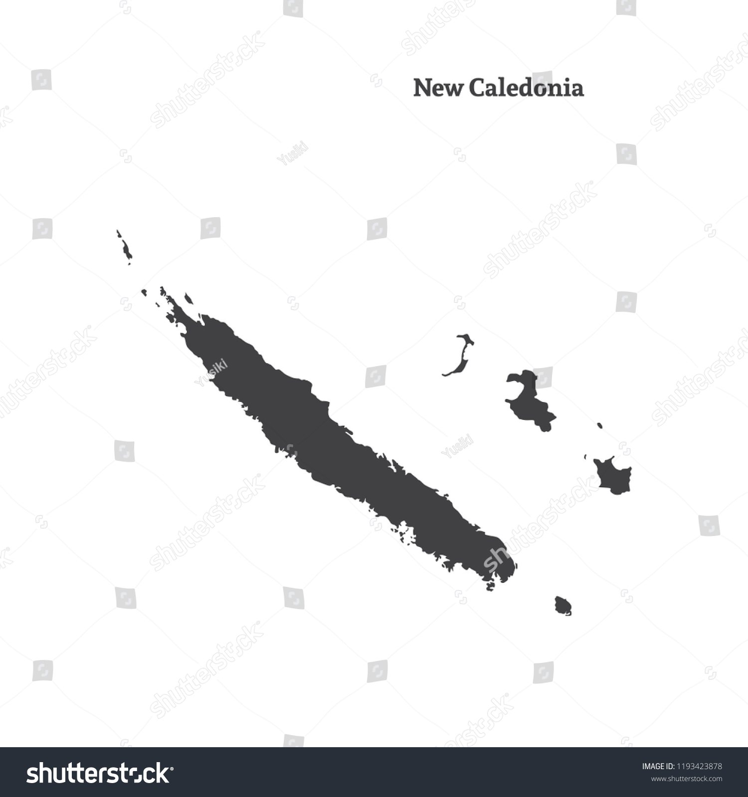 Outline map of New Caledonia. Vector - Royalty Free Stock Vector ...