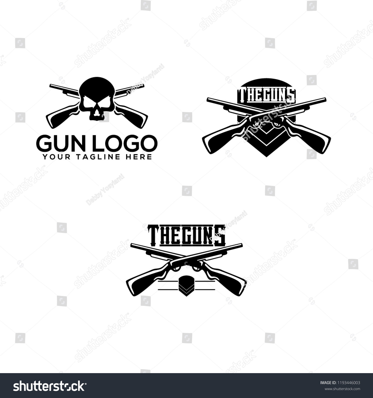 Gun Logo Design. Military Gun Logo Template - Royalty Free Stock Vector 