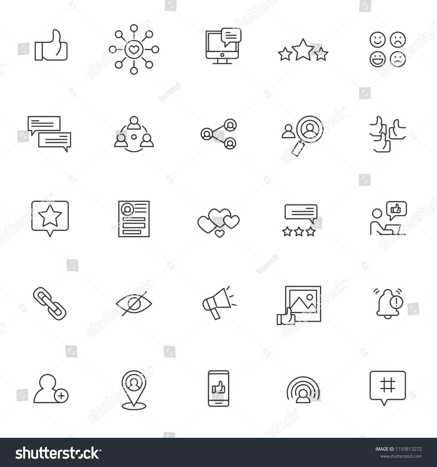 set of social media influencer related icon with simple outline and editable stroke #1193813272