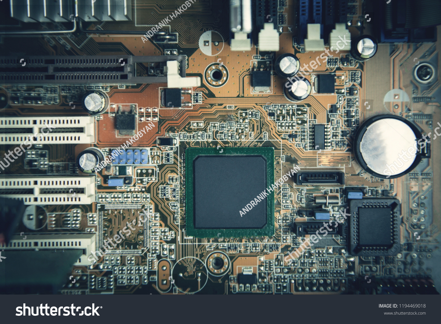 Computer motherboard. Motherboard digital chip. Technology background #1194469018