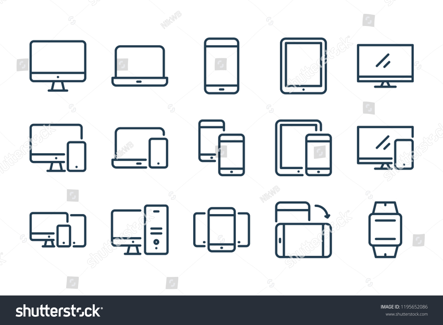 Device line icons. vector linear icon set.