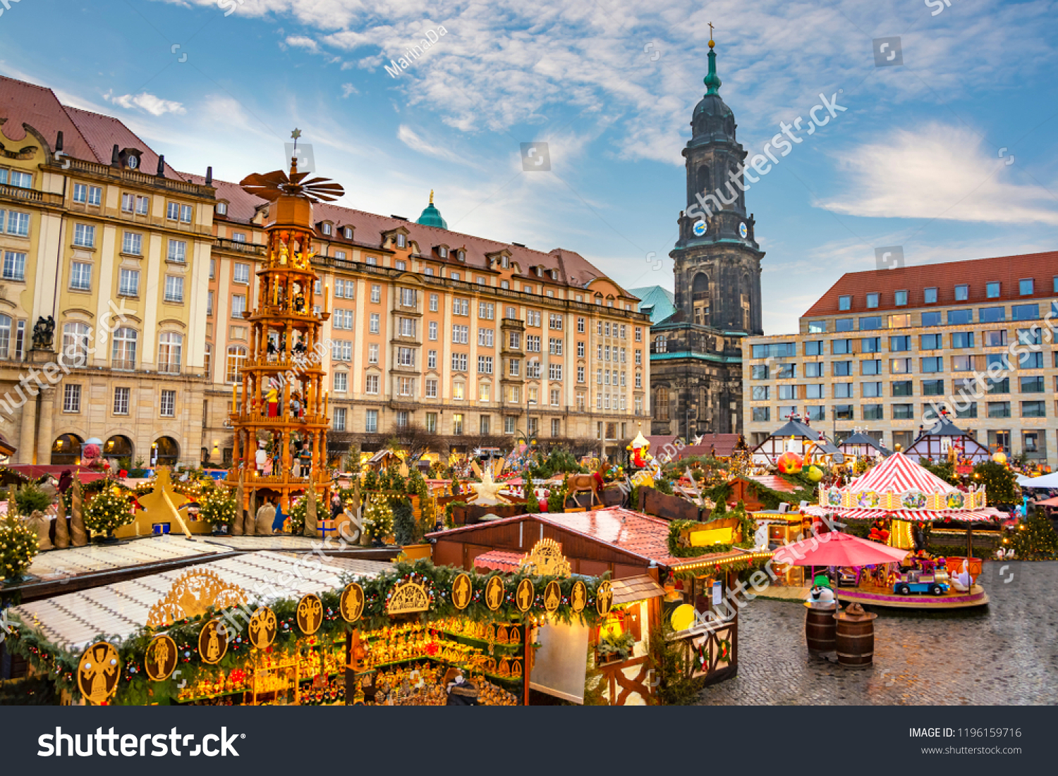 Christmas market Striezelmarkt in Dresden, Germany.  #1196159716