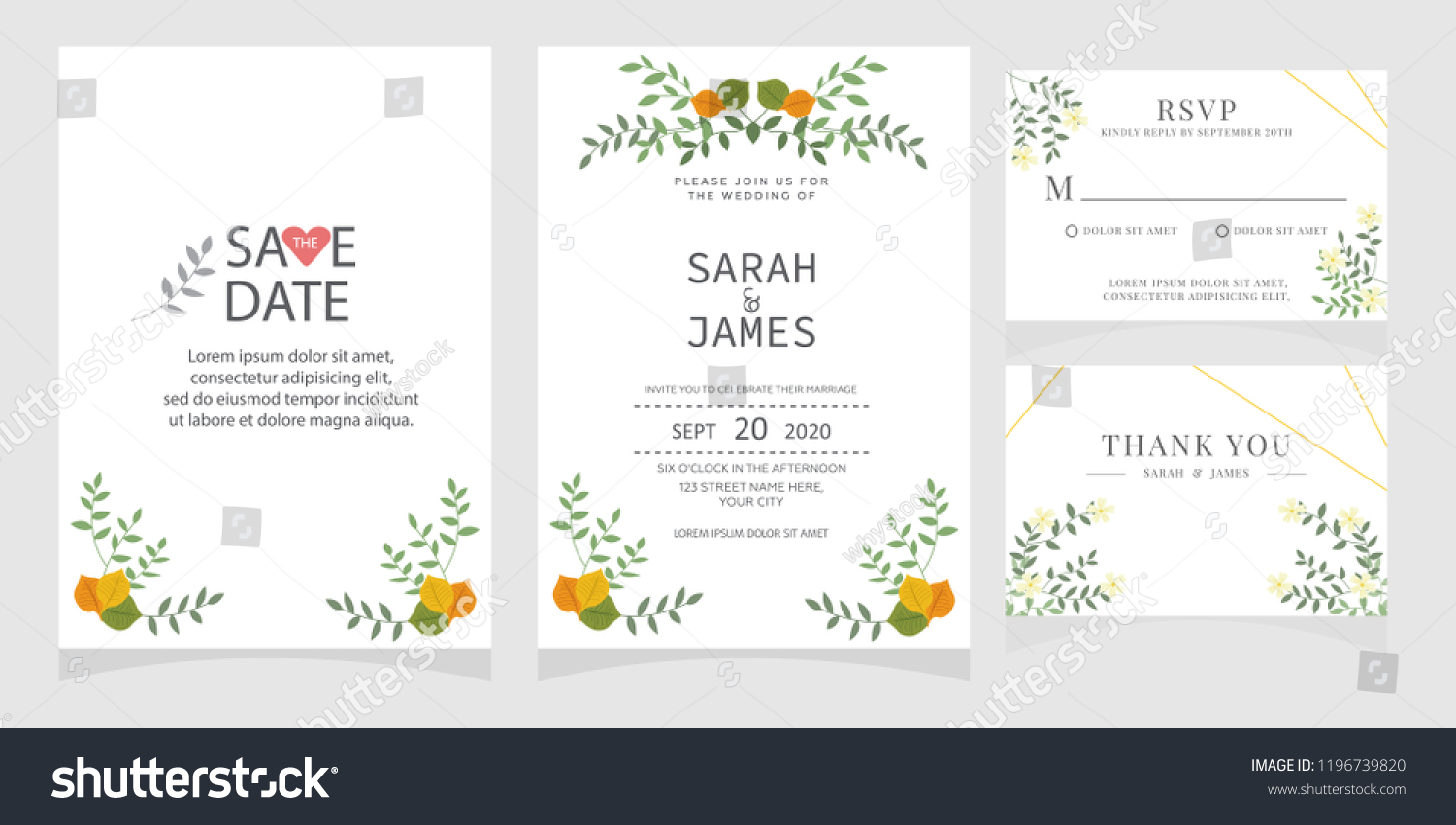 wedding invitation card template Vector illustration. #1196739820