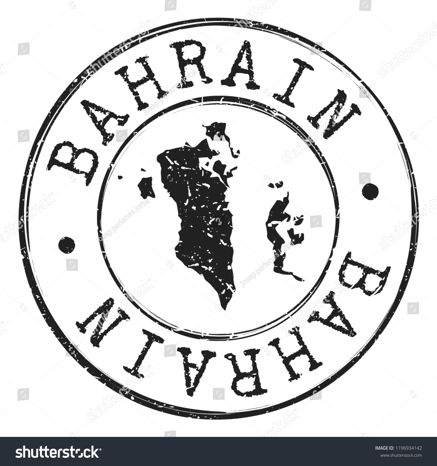 Bahrain Silhouette Map Postal Passport Stamp Royalty Free Stock