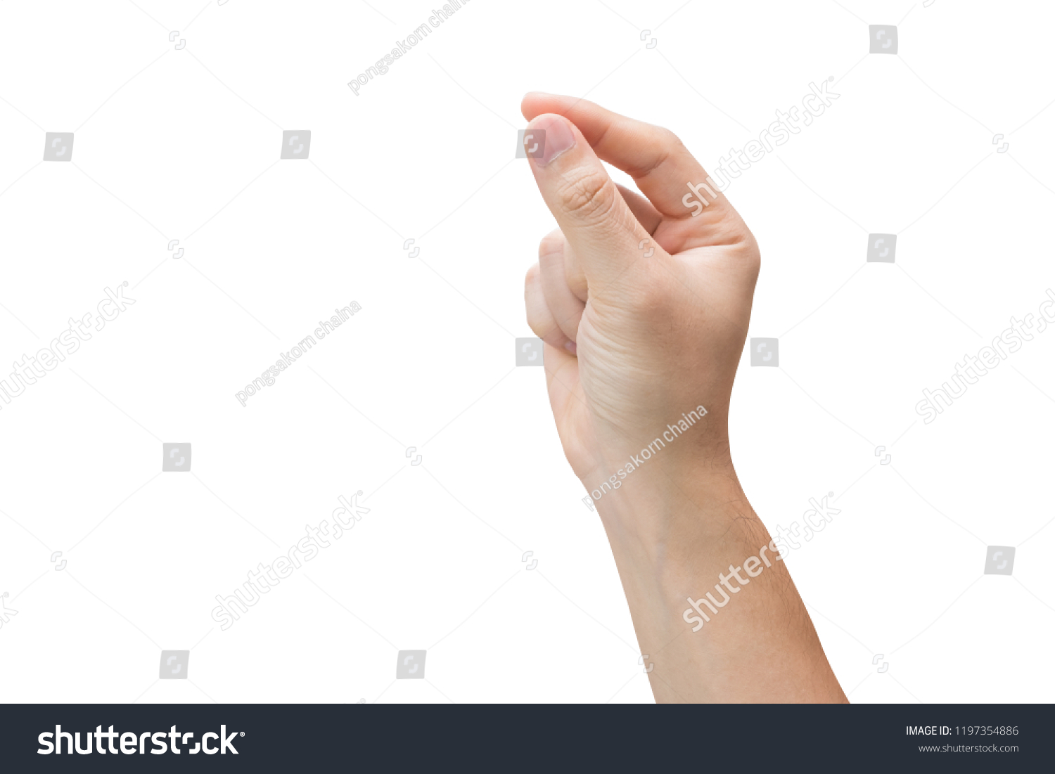 Man hand holding, isolated on white background with clipping path. #1197354886