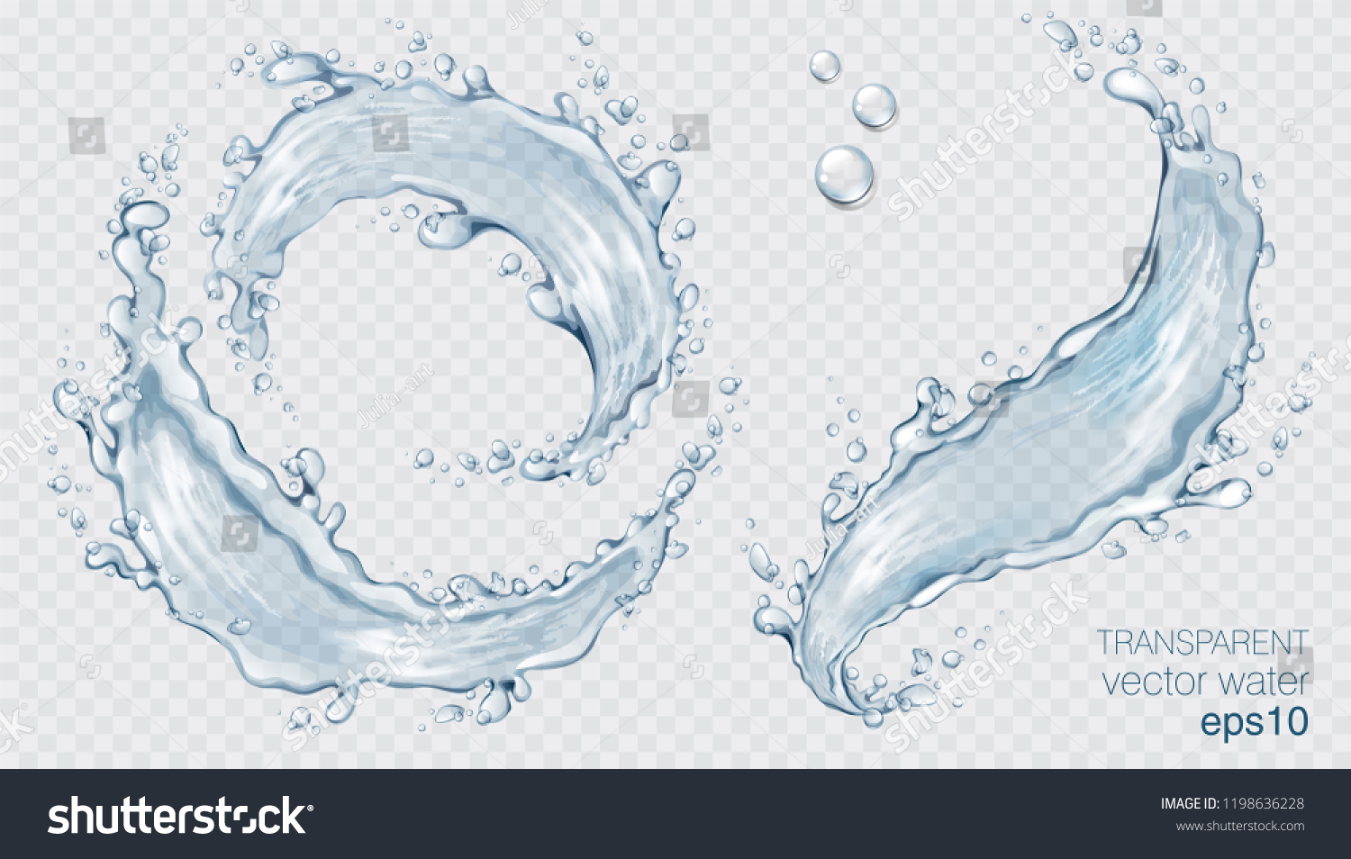Transparent vector water splash and wave on light background #1198636228