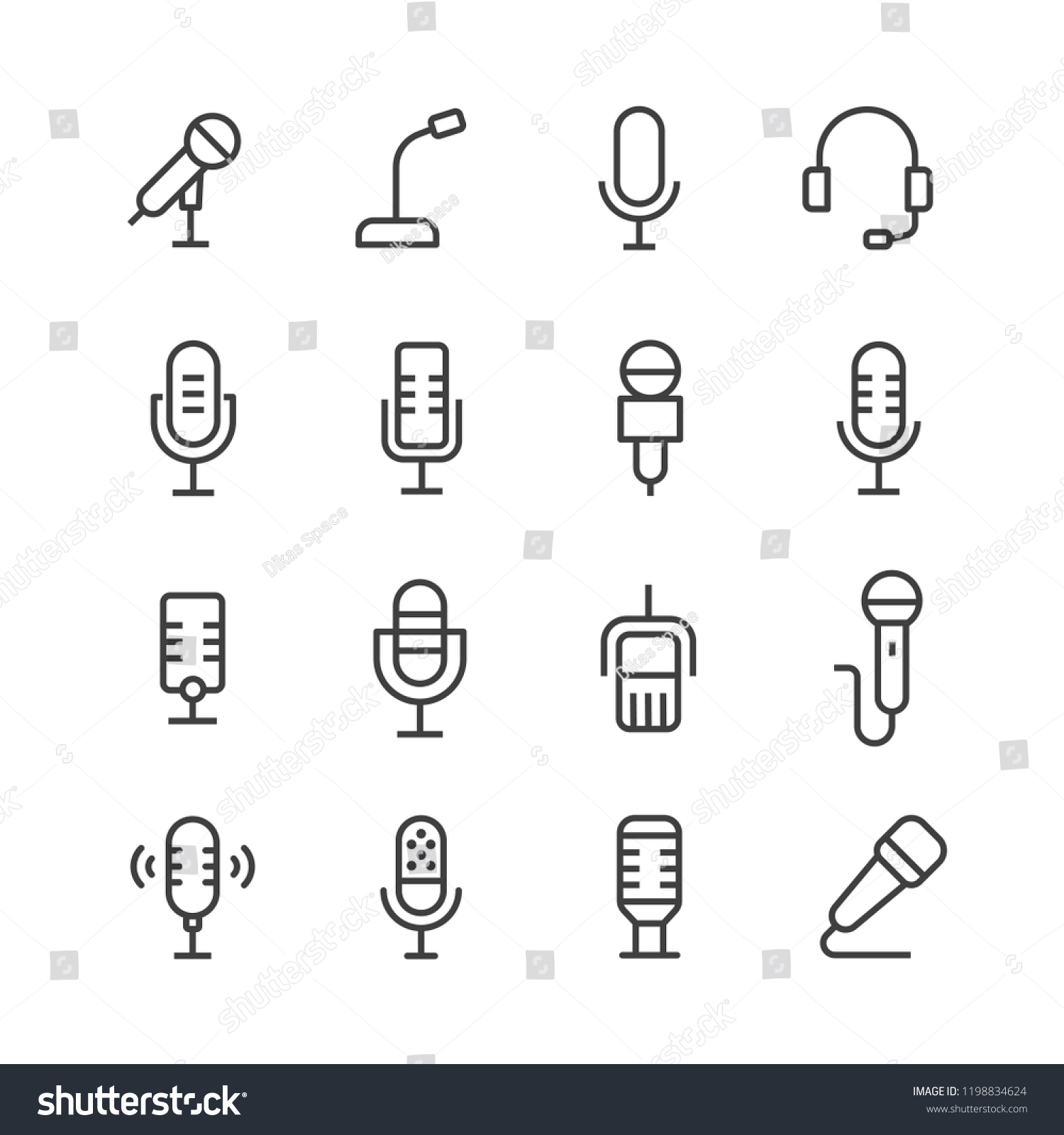 Microphone vector icon set #1198834624