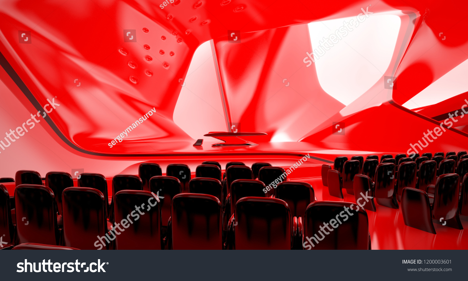 Conceptual abstract design of the interior of the concert hall and grand piano in a modern style. 3D illustration and rendering. #1200003601
