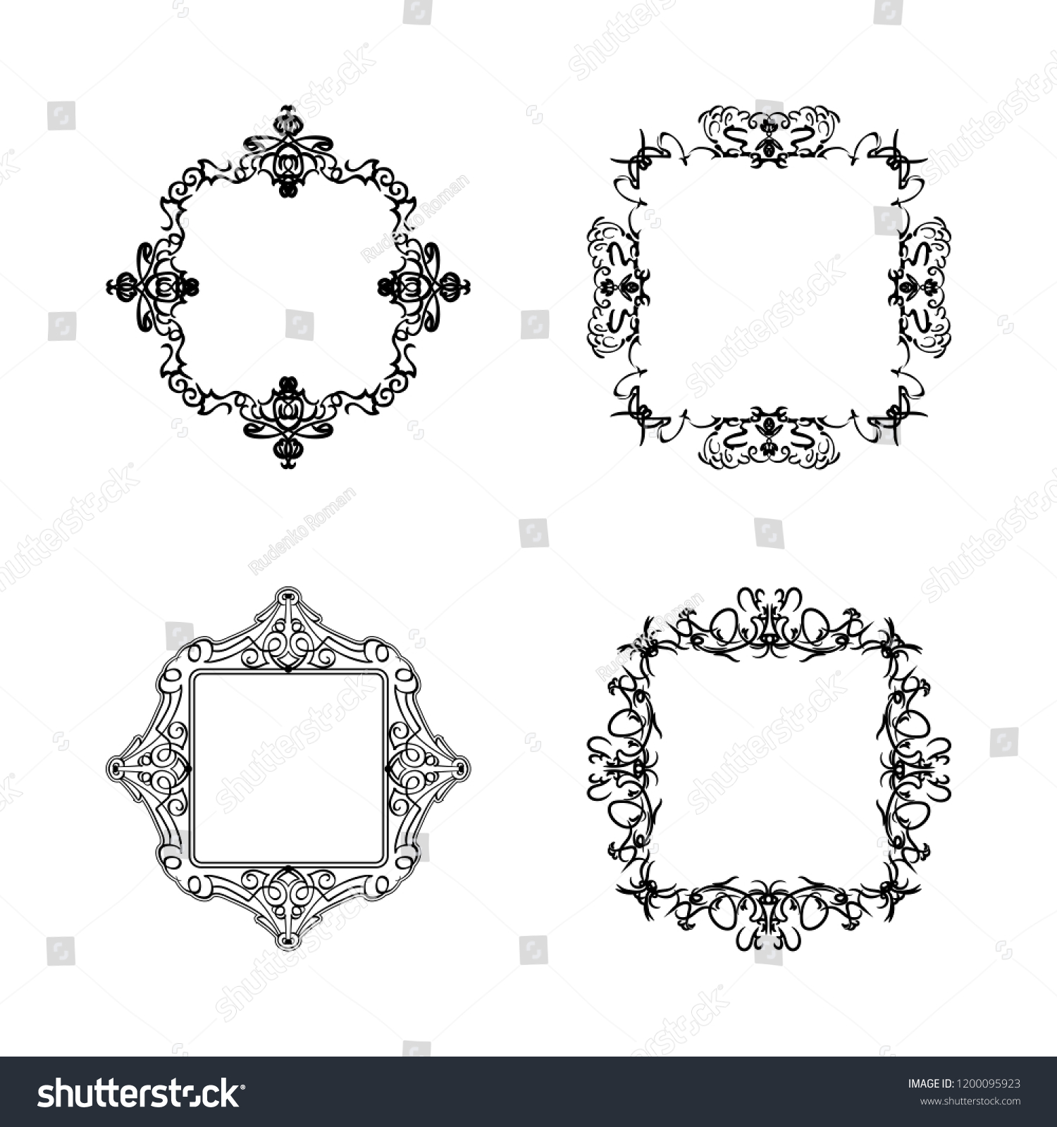 Vintage set exclusive borders and frame. Wicker - Royalty Free Stock ...